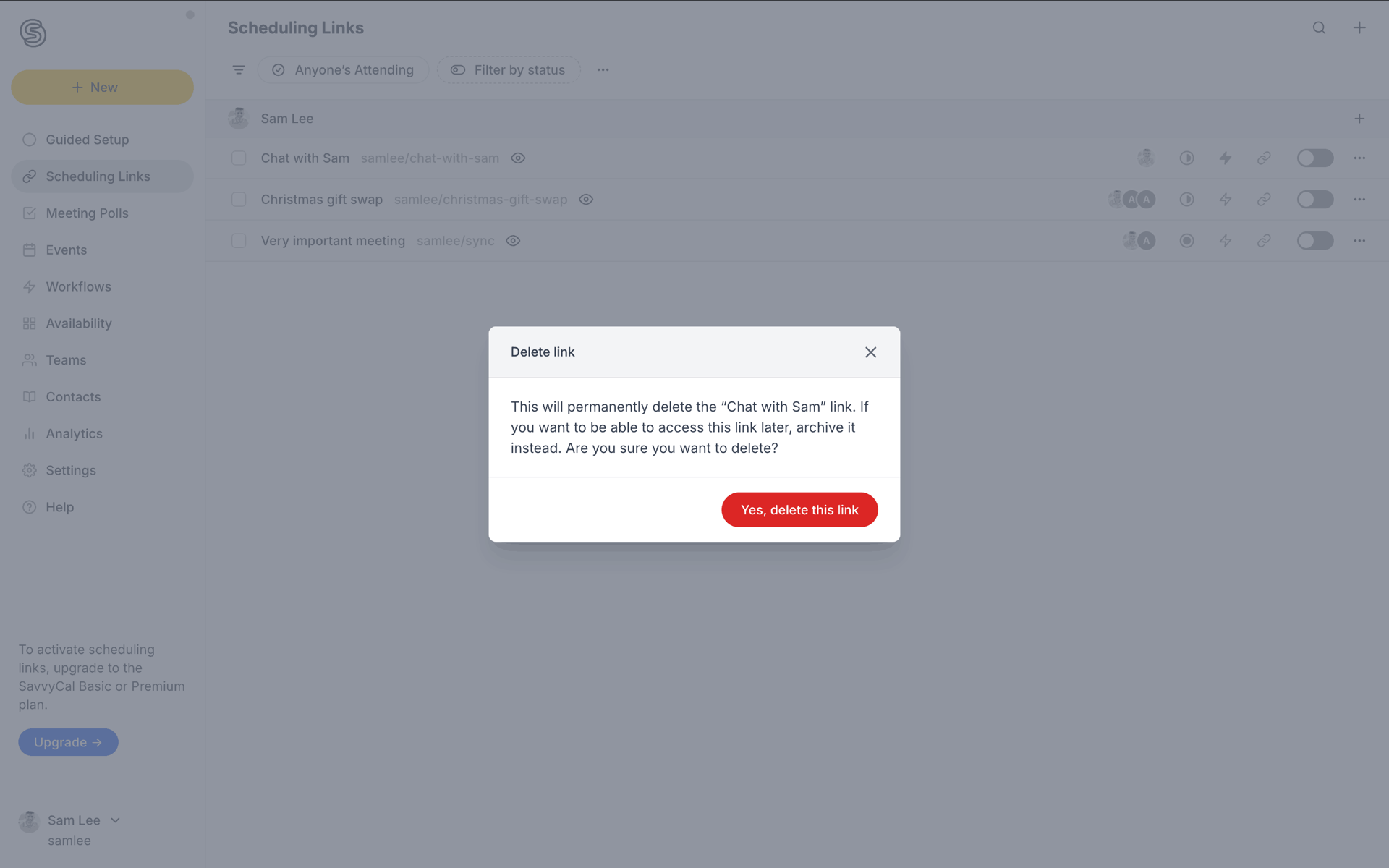 SavvyCal Web Collaboration interface screenshot 12