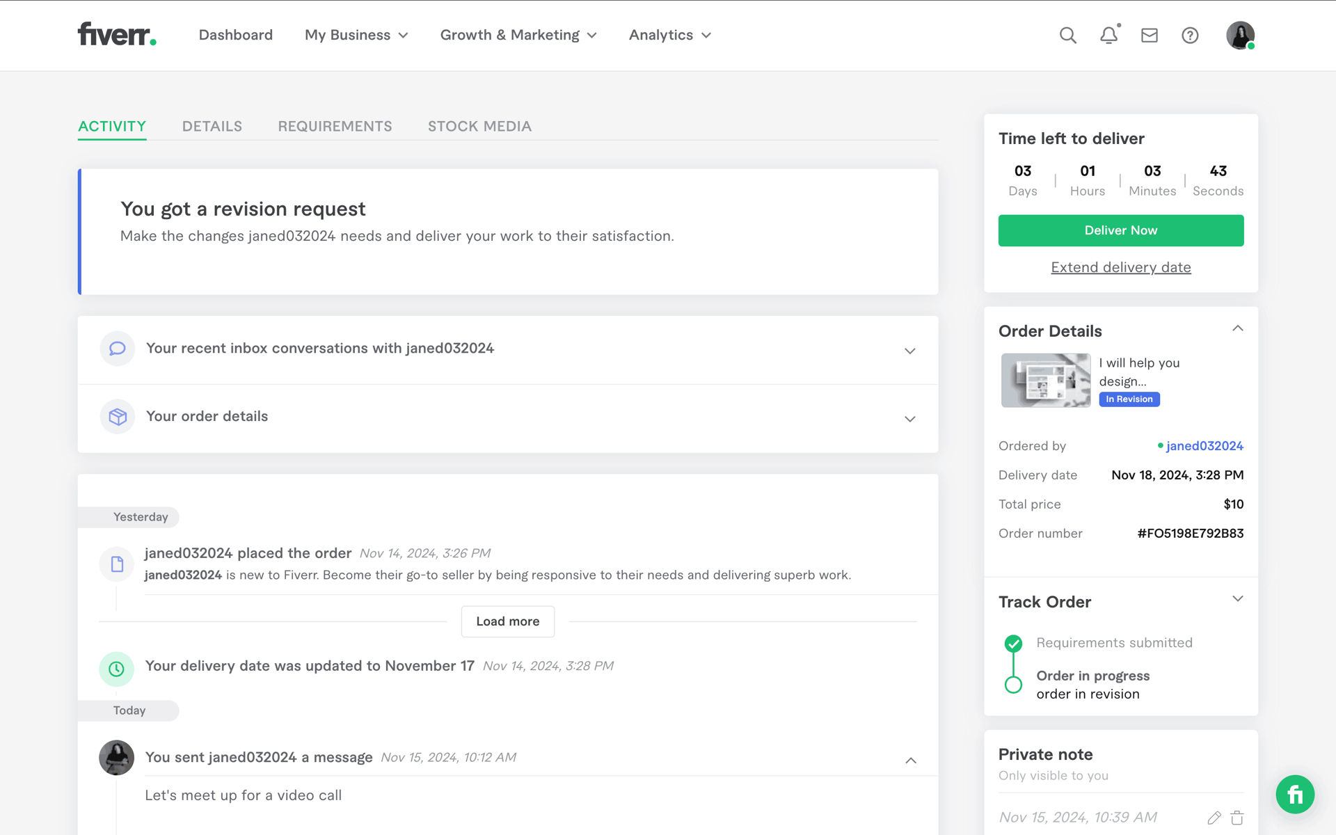 Fiverr Web Business interface screenshot 13