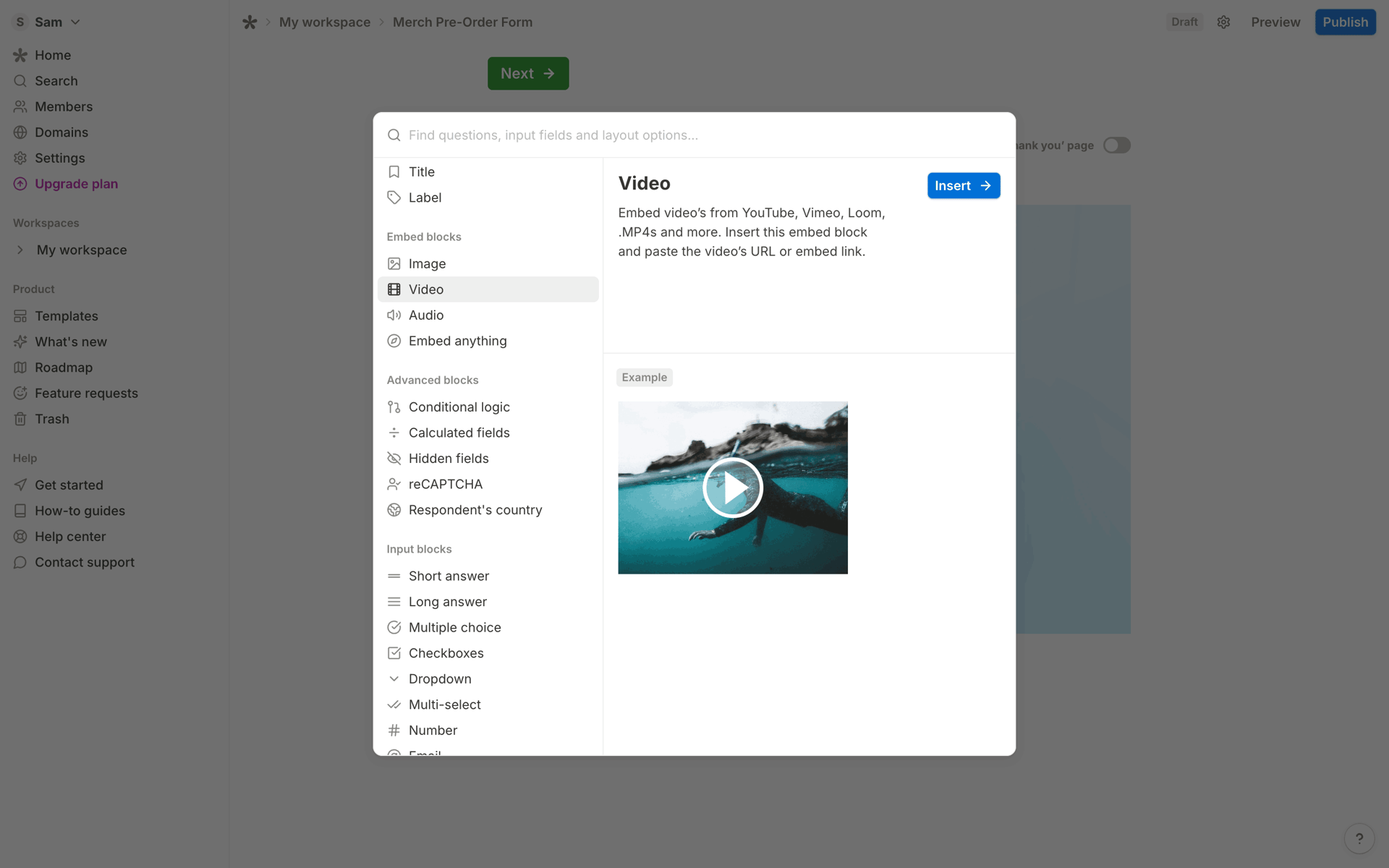 Tally Web Productivity interface screenshot 6