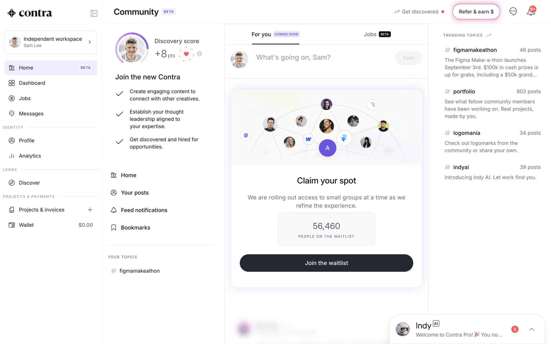 Contra Web Business interface screenshot 2