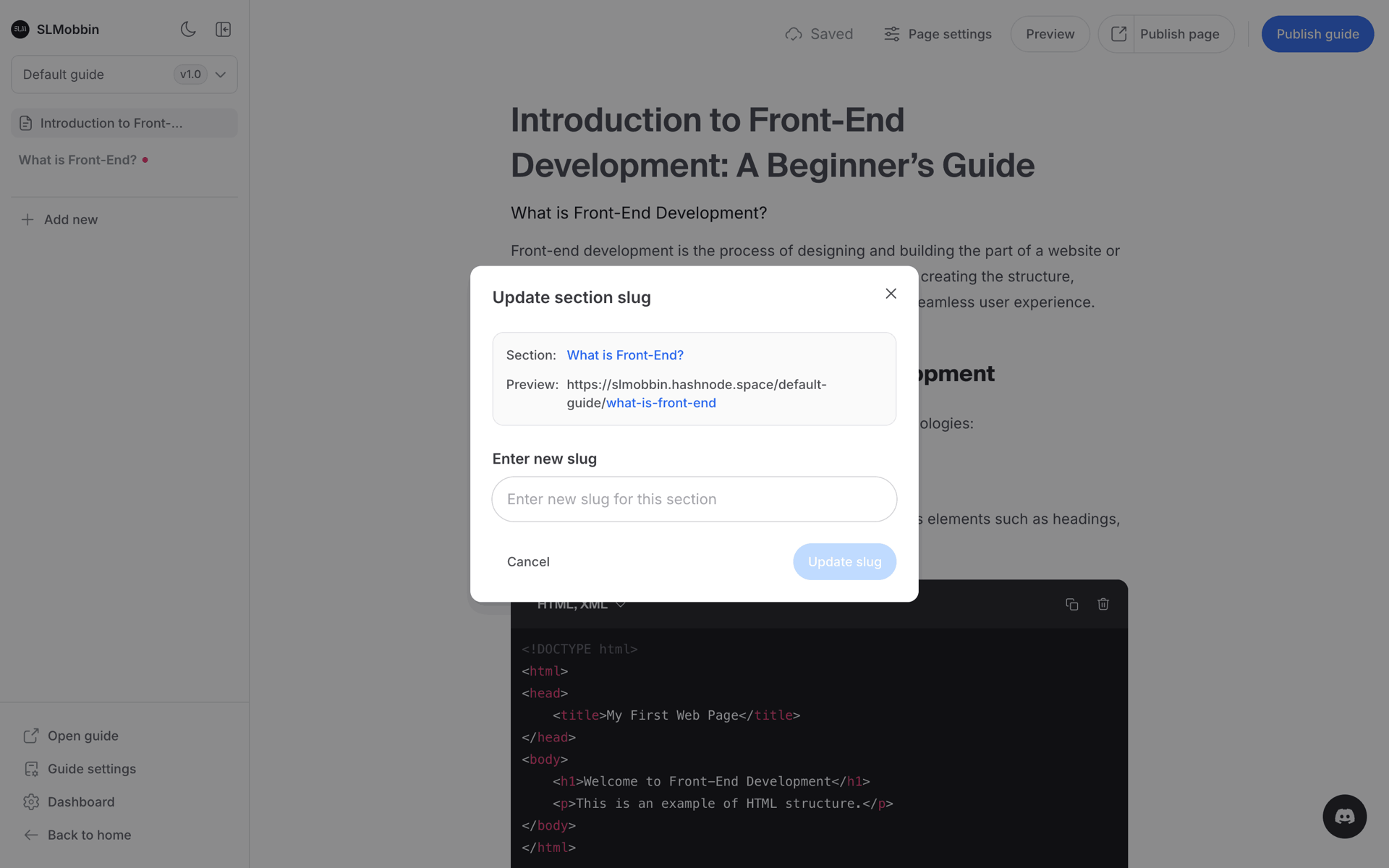 Hashnode Web Developer Tools interface screenshot 8
