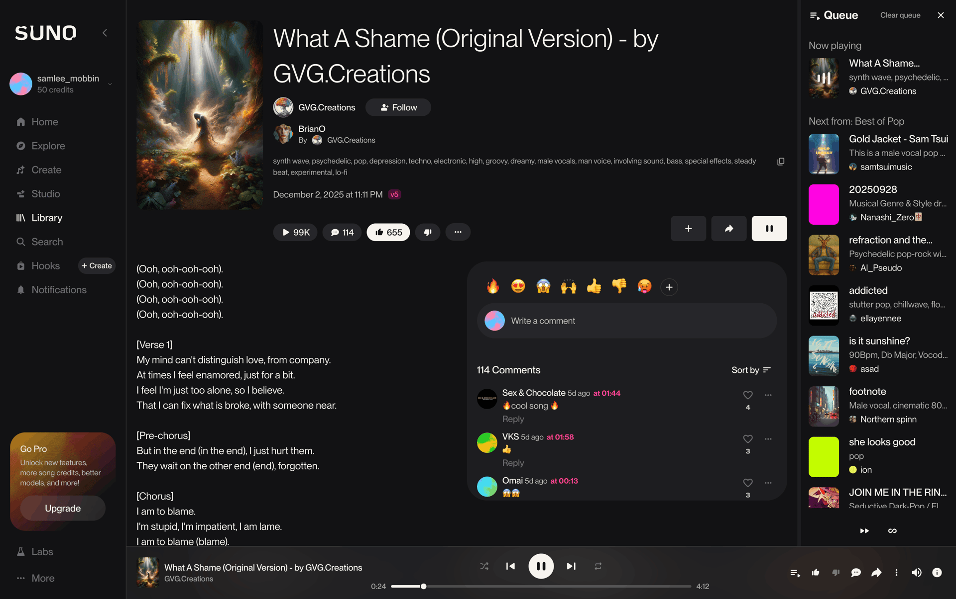 Suno Web AI interface screenshot 13