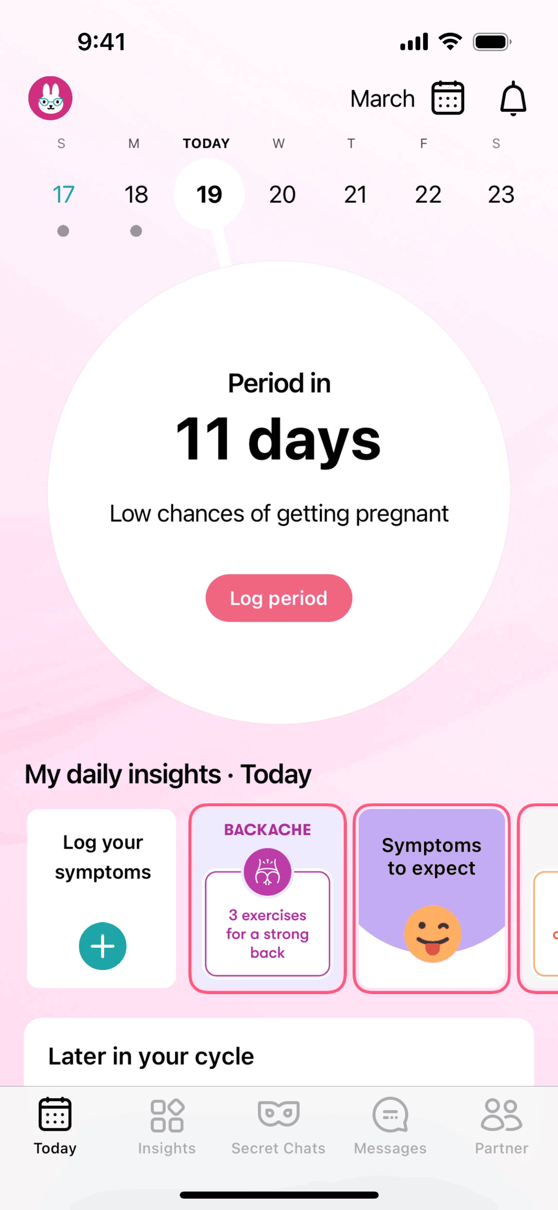 Flo iOS Health & Fitness interface screenshot 5
