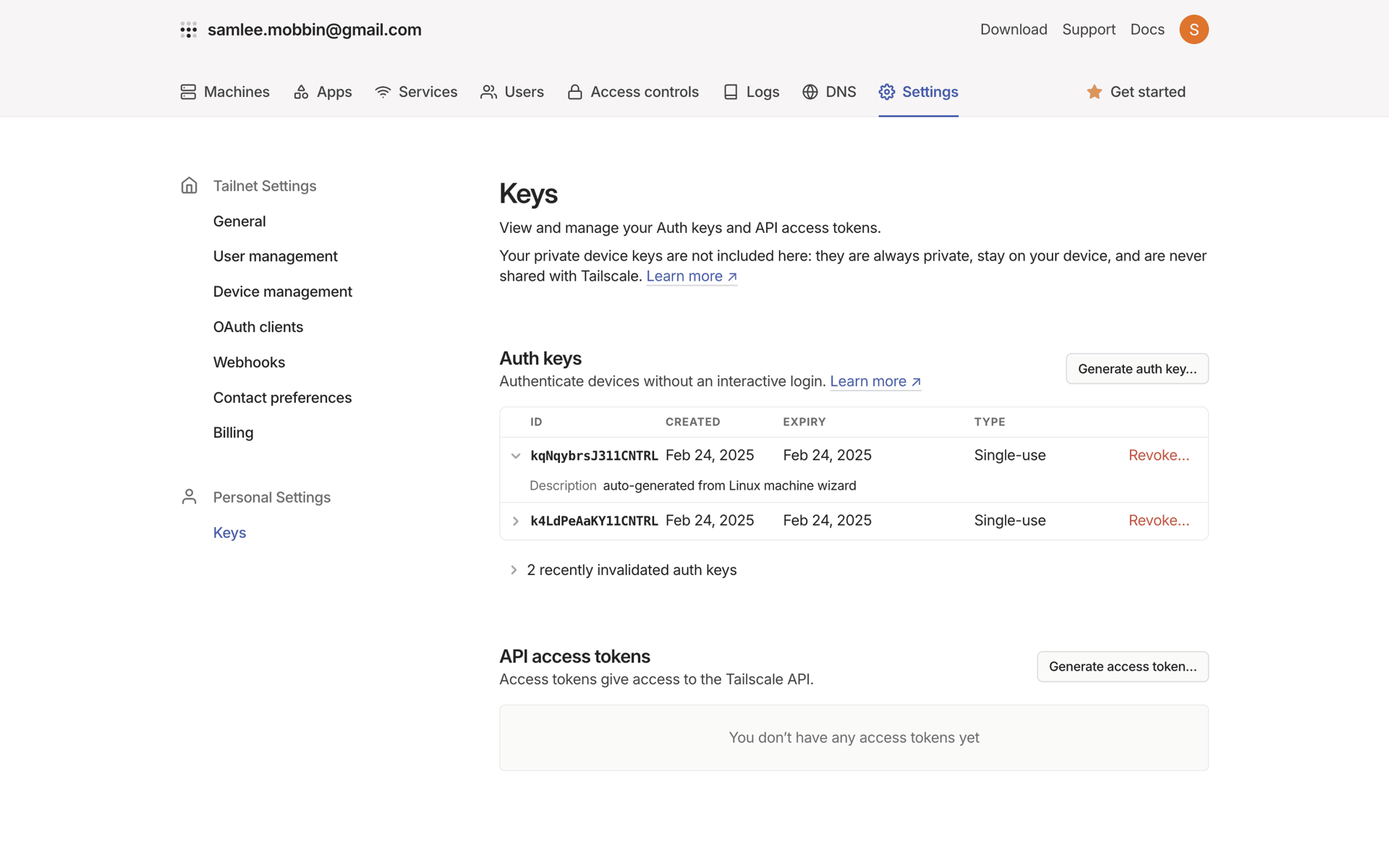 Tailscale Web Developer Tools interface screenshot 12