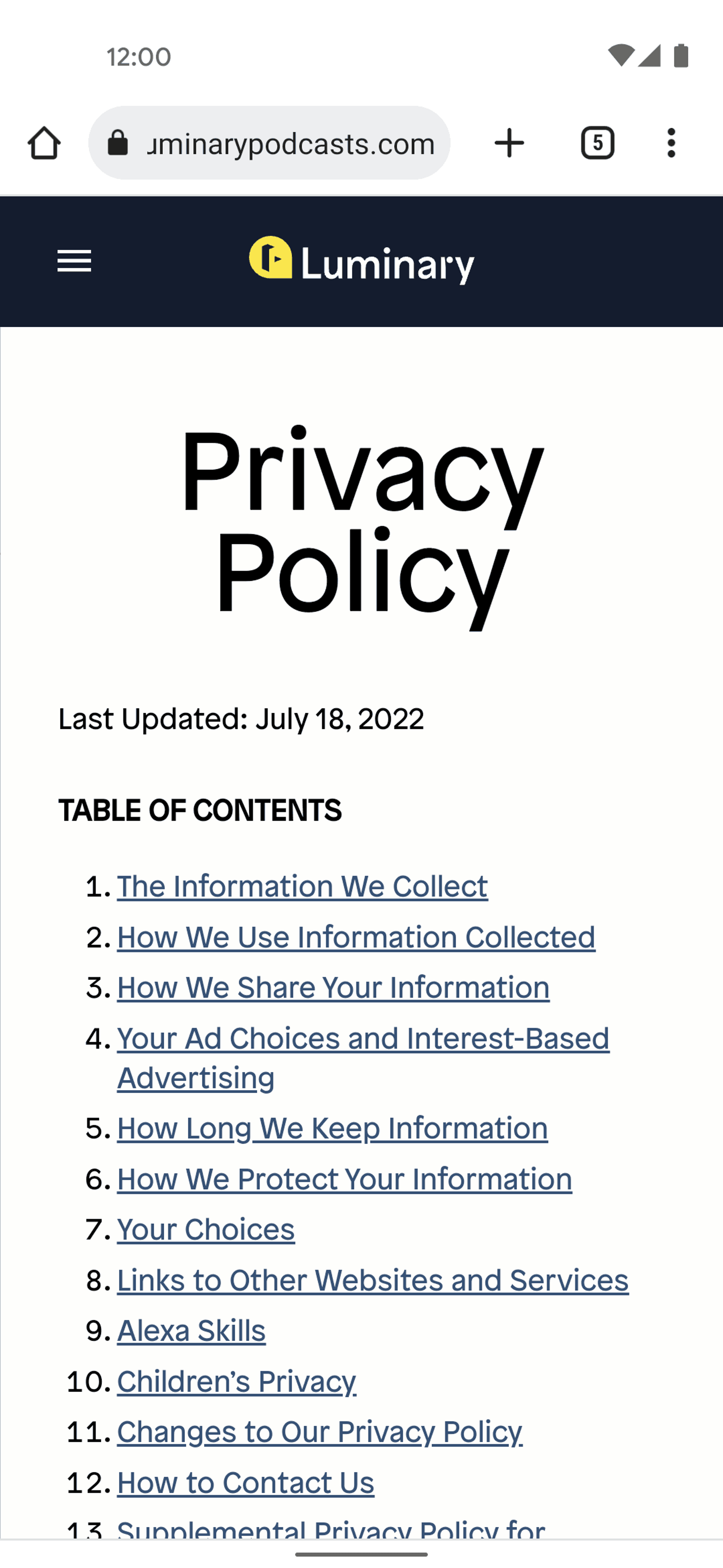 Luminary Android Entertainment interface screenshot 7