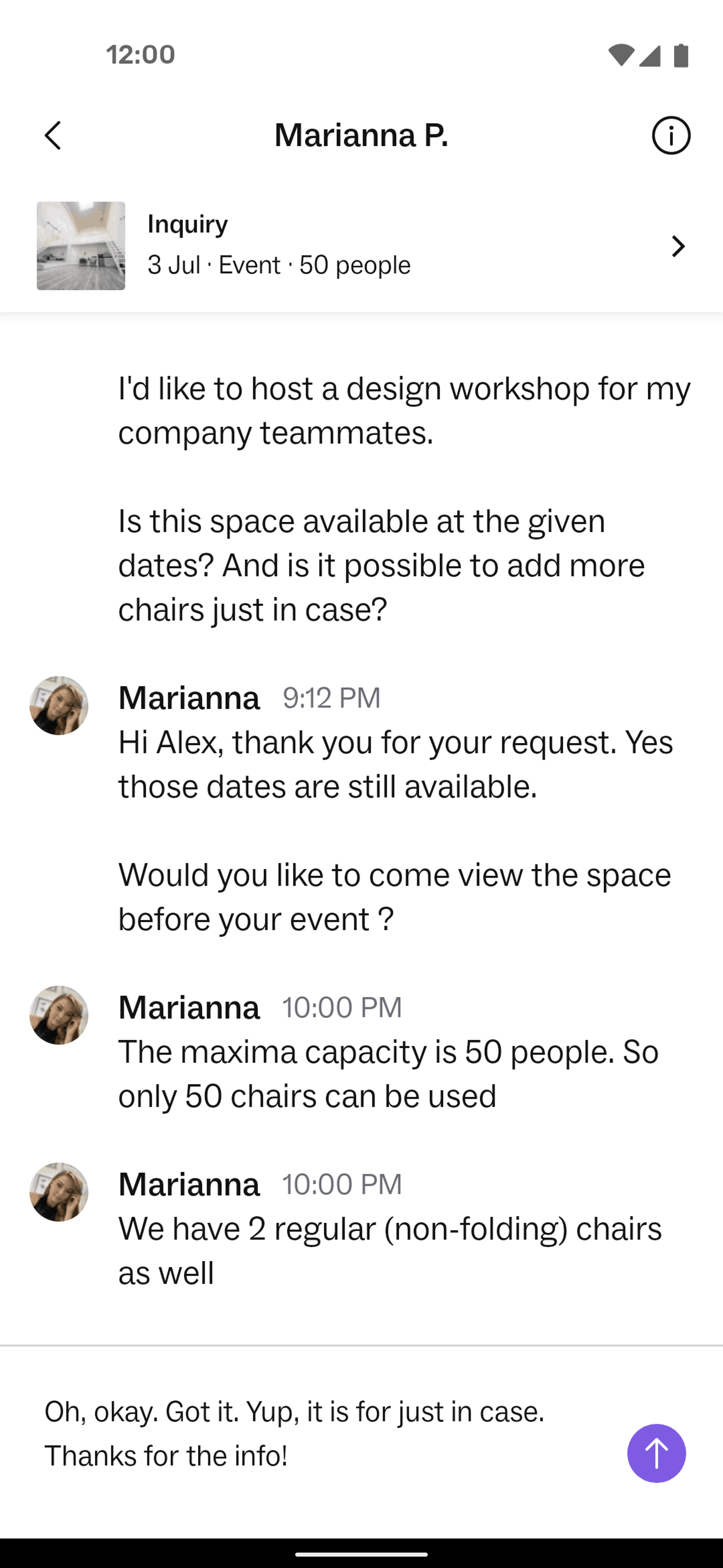 Peerspace Android Lifestyle interface screenshot 23