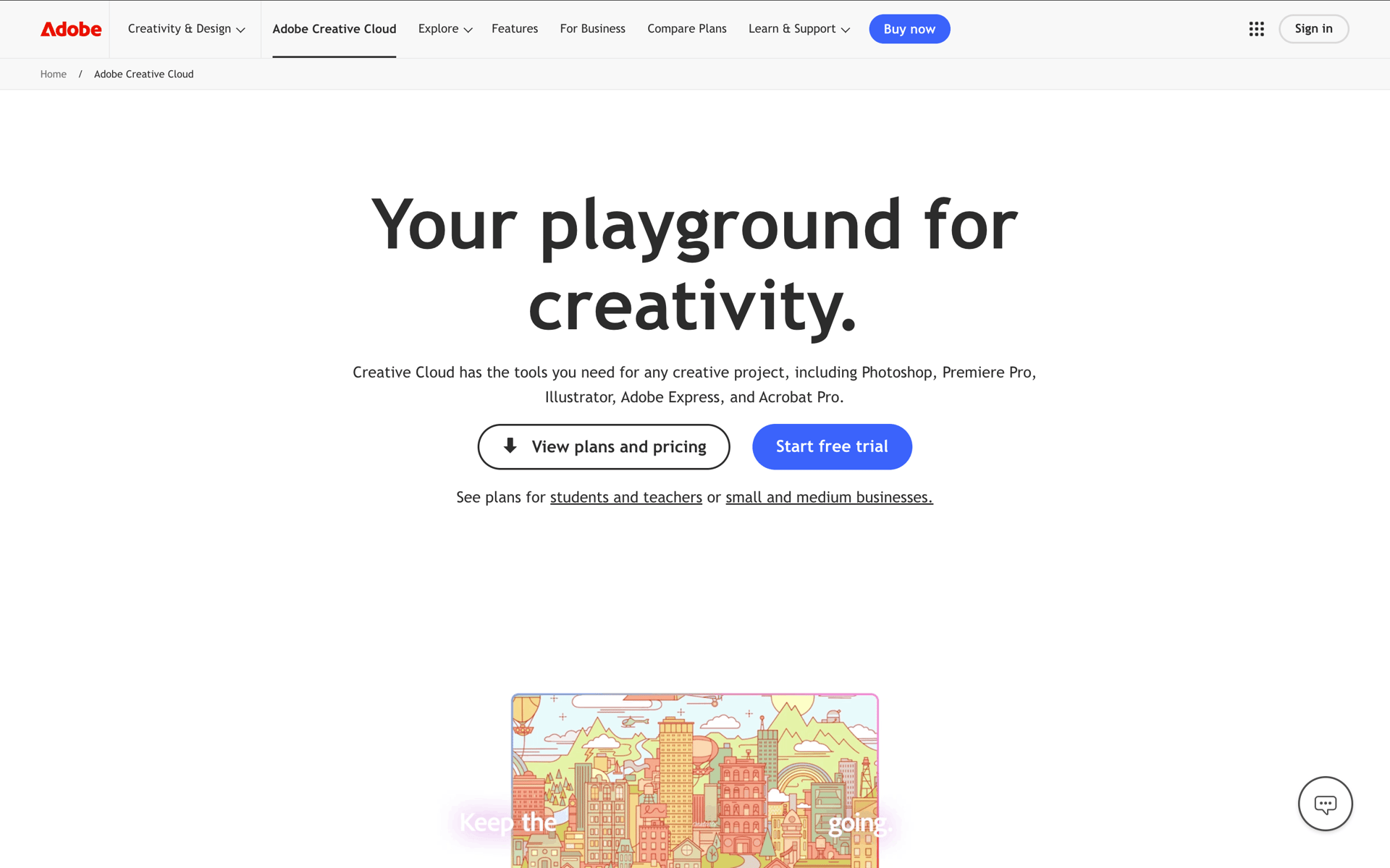 Adobe Web Business interface screenshot 1