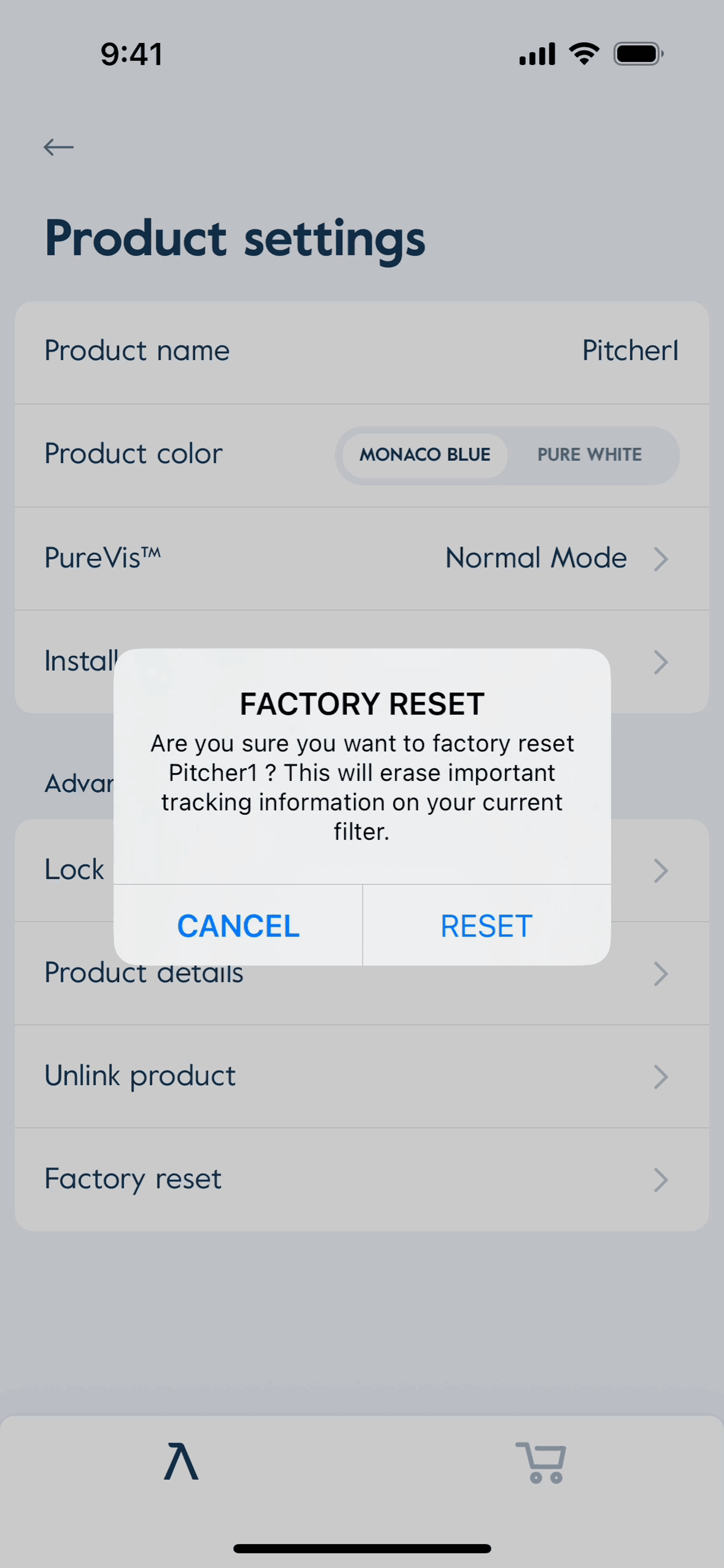 LARQ iOS Lifestyle interface screenshot 14
