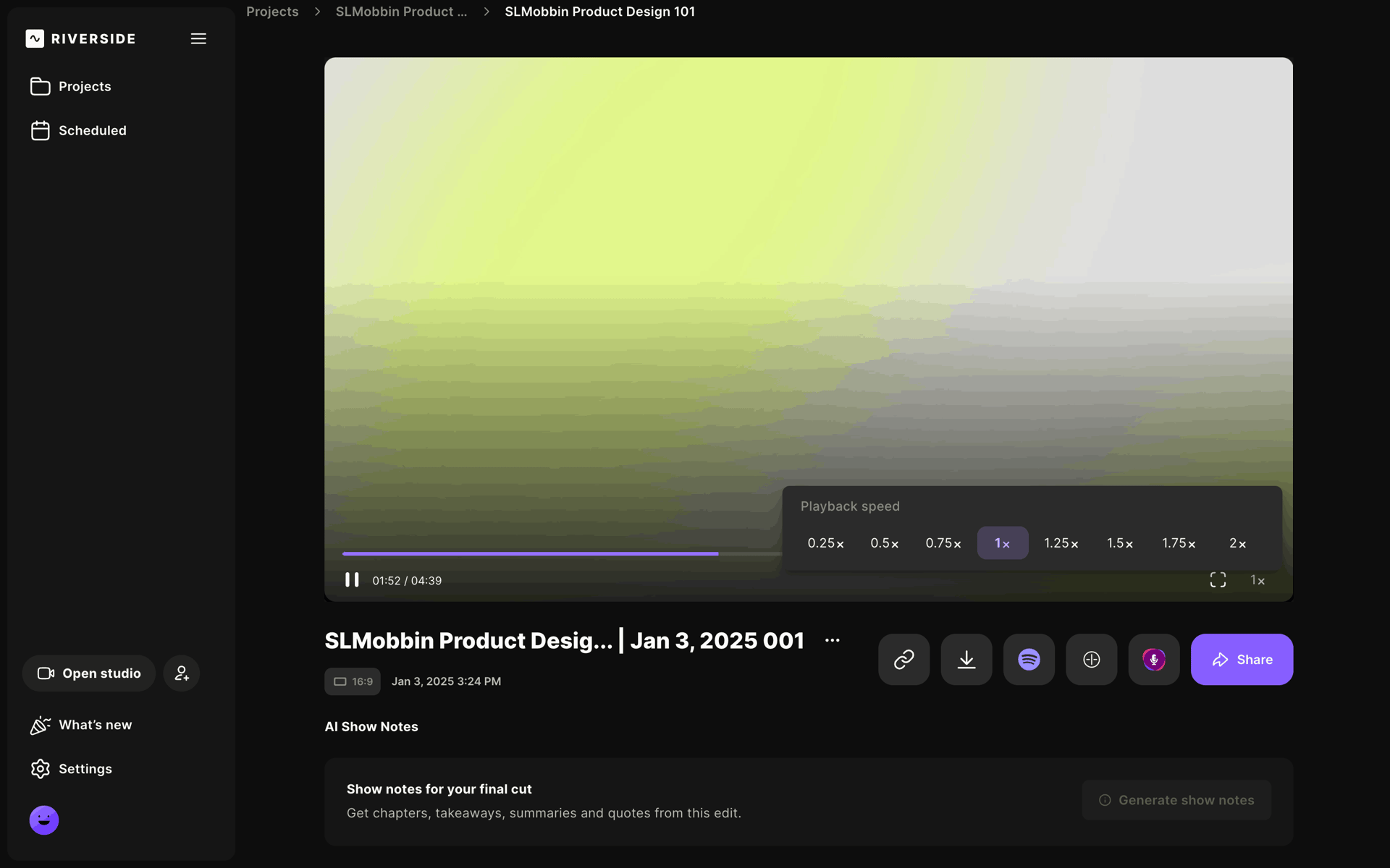 Riverside Web Photo & Video interface screenshot 23