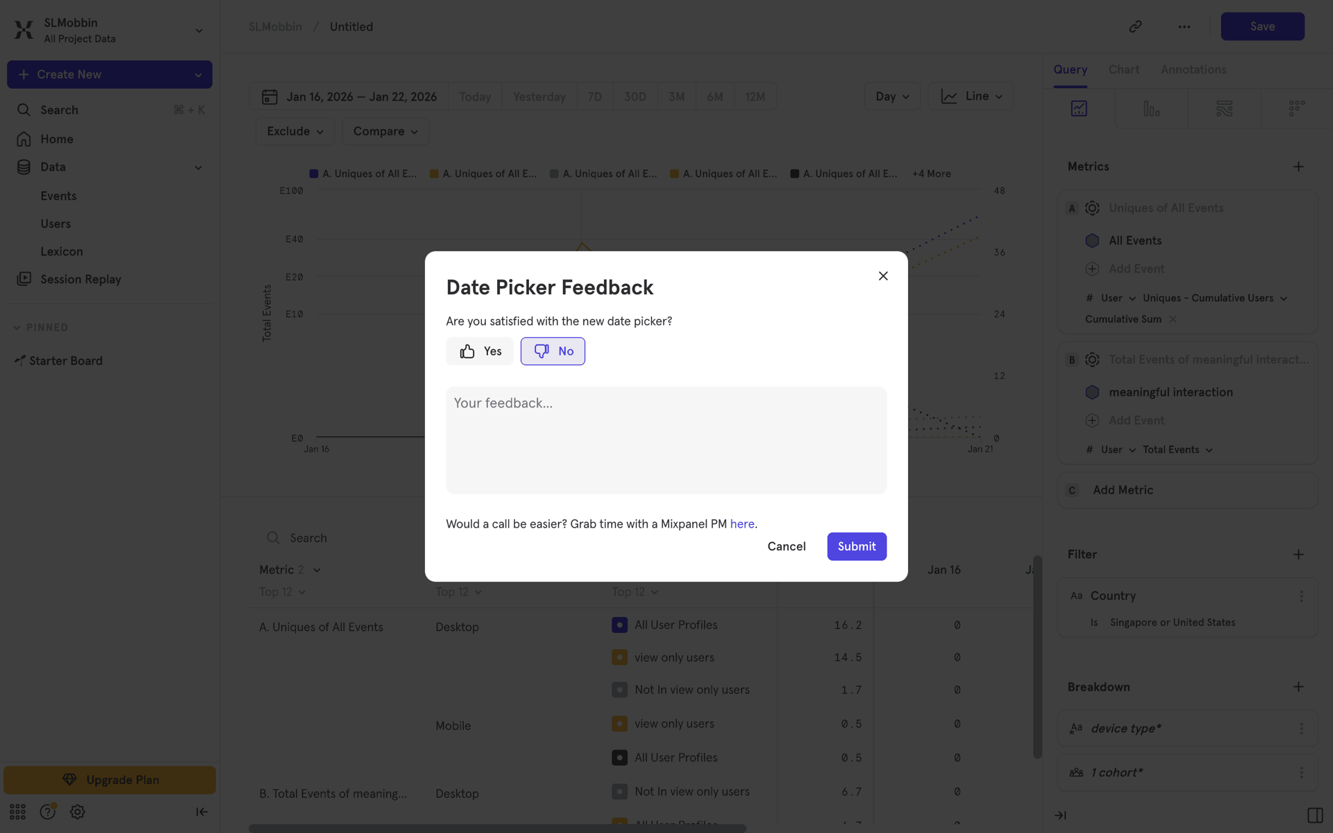 Mixpanel Web Business interface screenshot 14