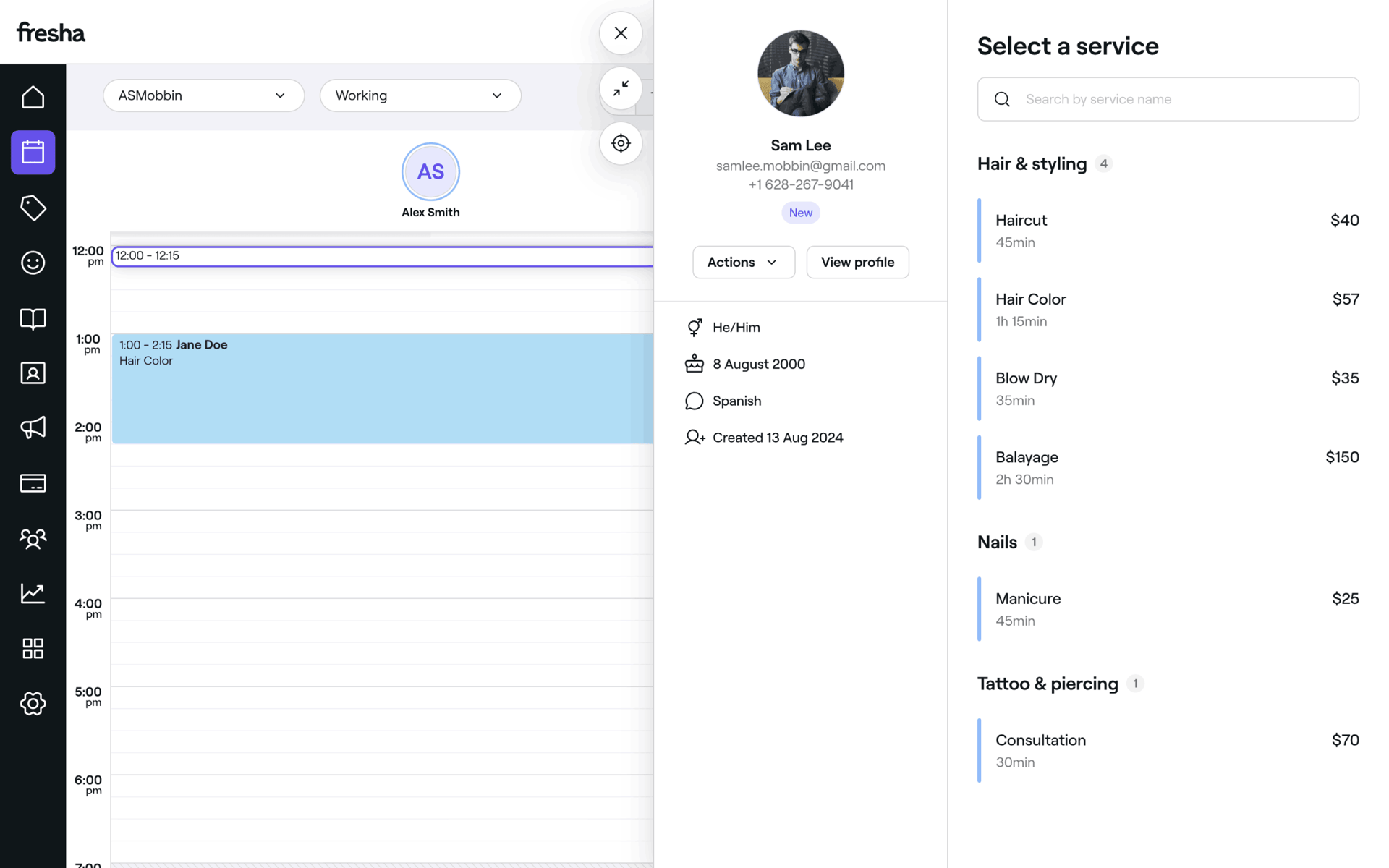 Fresha Web Business interface screenshot 3