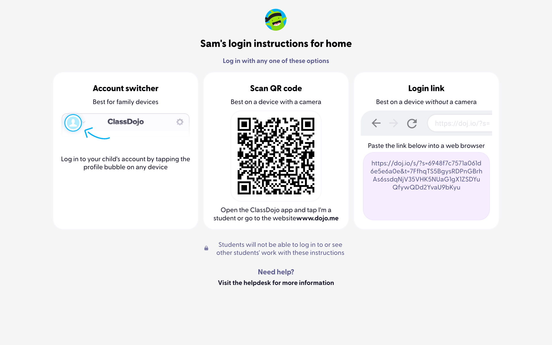 ClassDojo Web Education interface screenshot 2