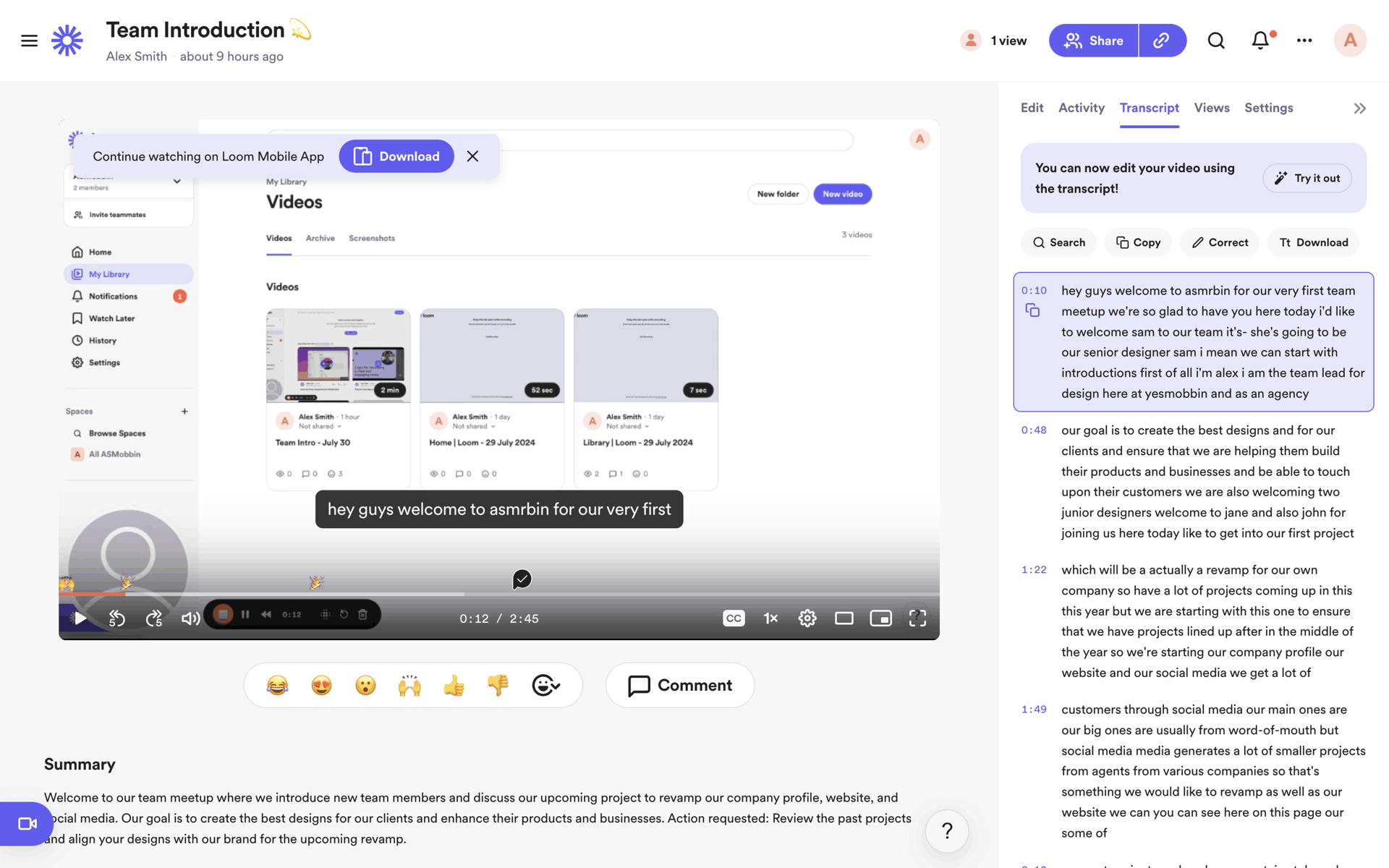 Loom Web Photo & Video interface screenshot 23