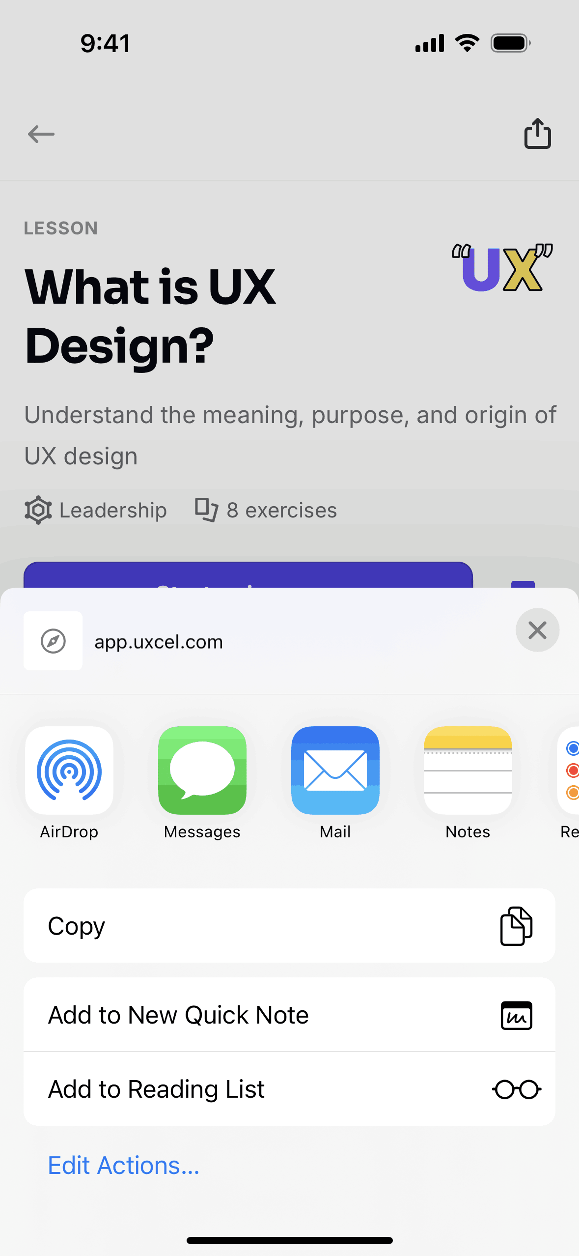 Uxcel Go iOS Education interface screenshot 17