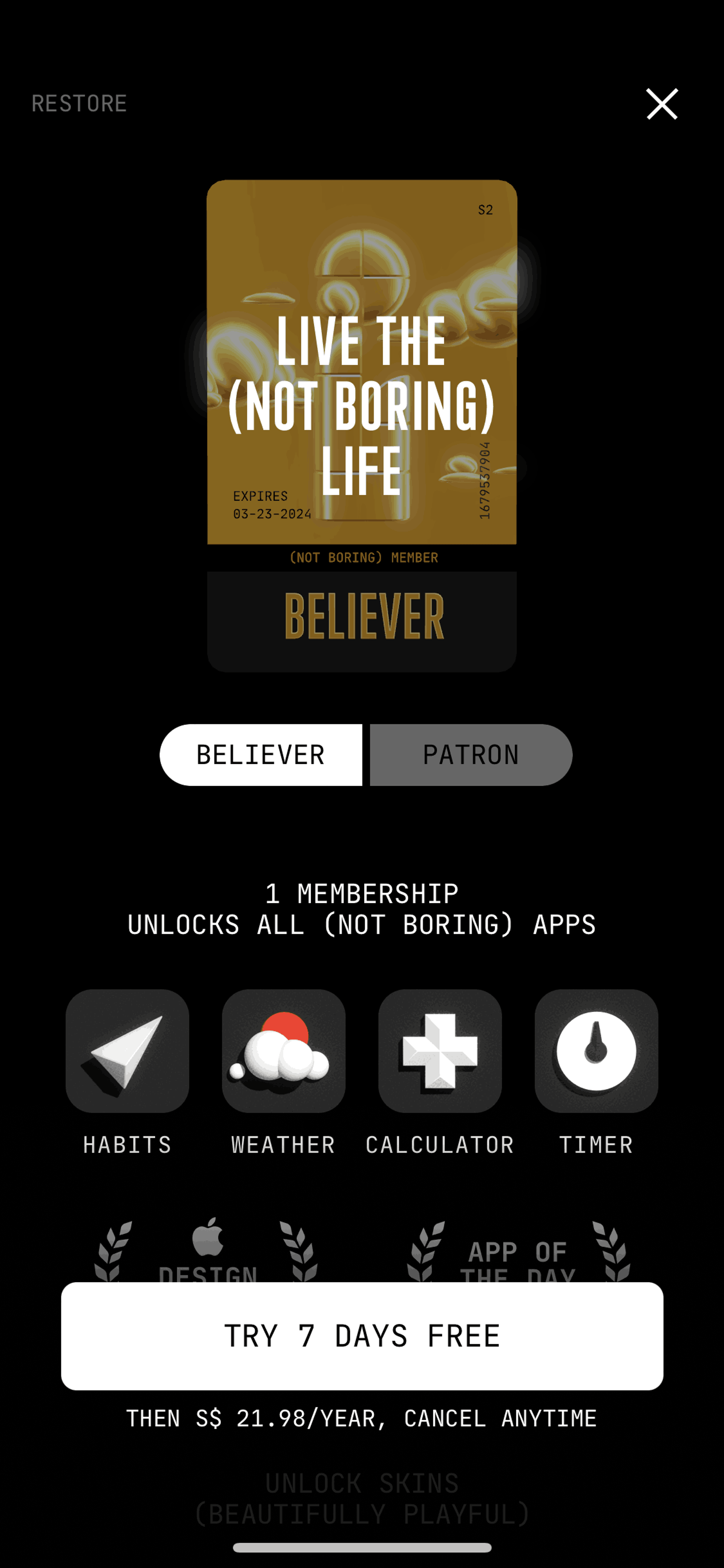 (Not Boring) Habits iOS Health & Fitness interface screenshot 14