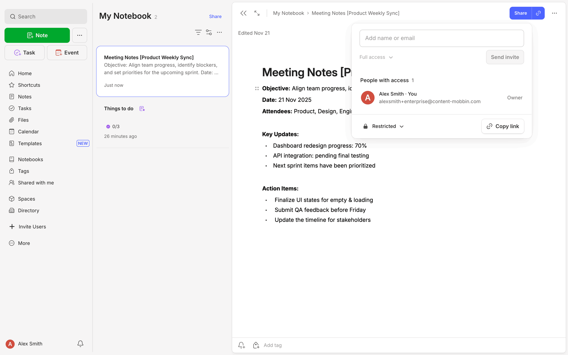 Evernote Web Productivity interface screenshot 11