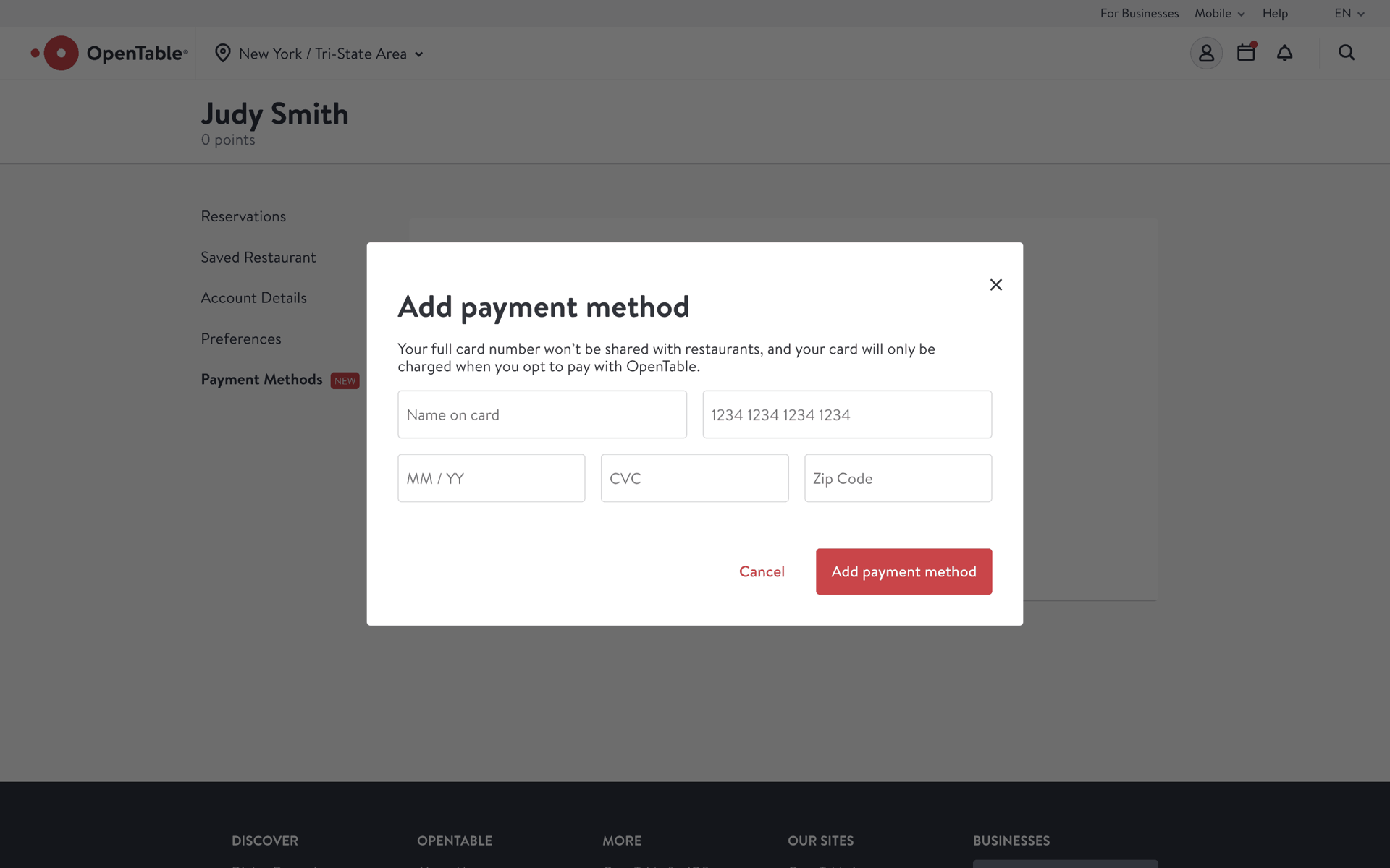 OpenTable Web Food & Drink interface screenshot 23