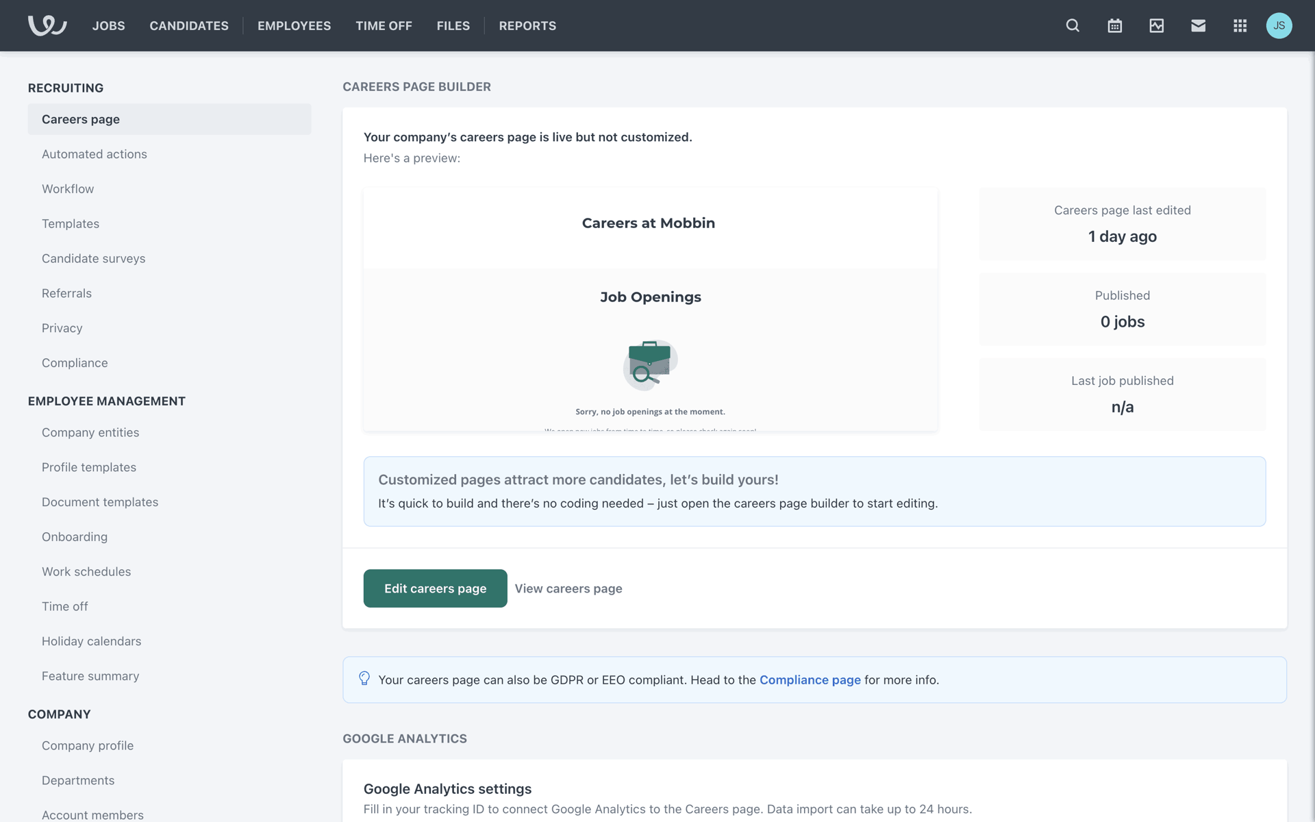 Workable Web AI interface screenshot 2