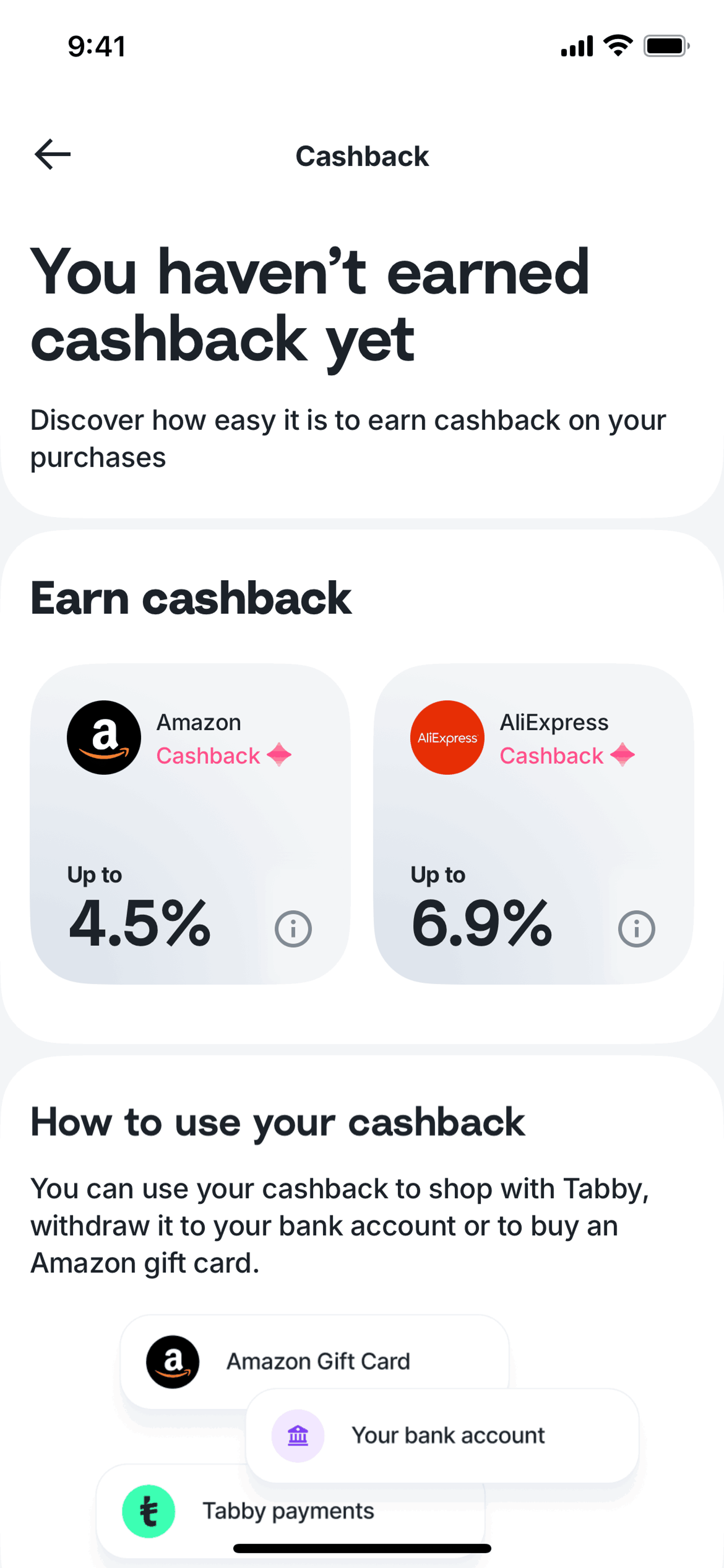 Tabby iOS Finance interface screenshot 5
