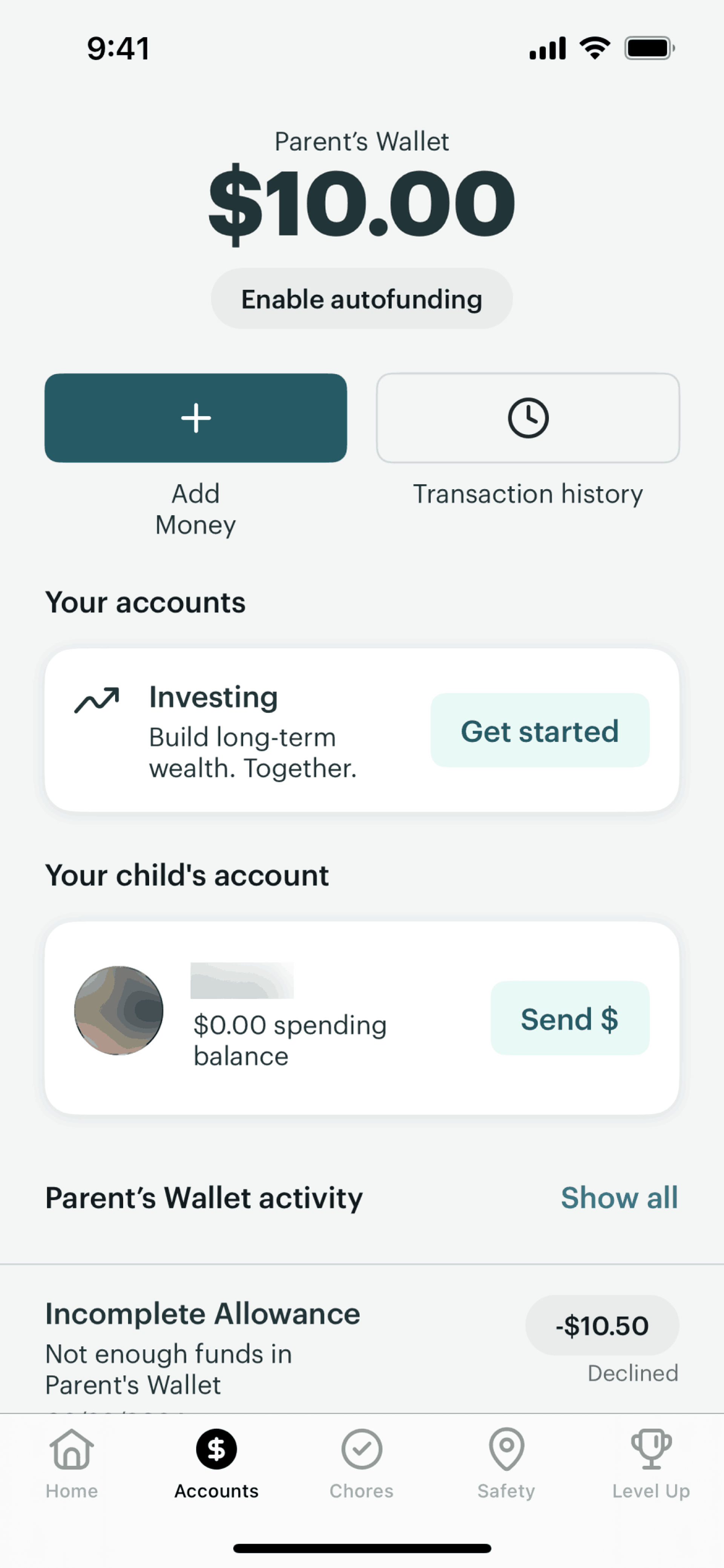 Greenlight iOS Finance interface screenshot 7