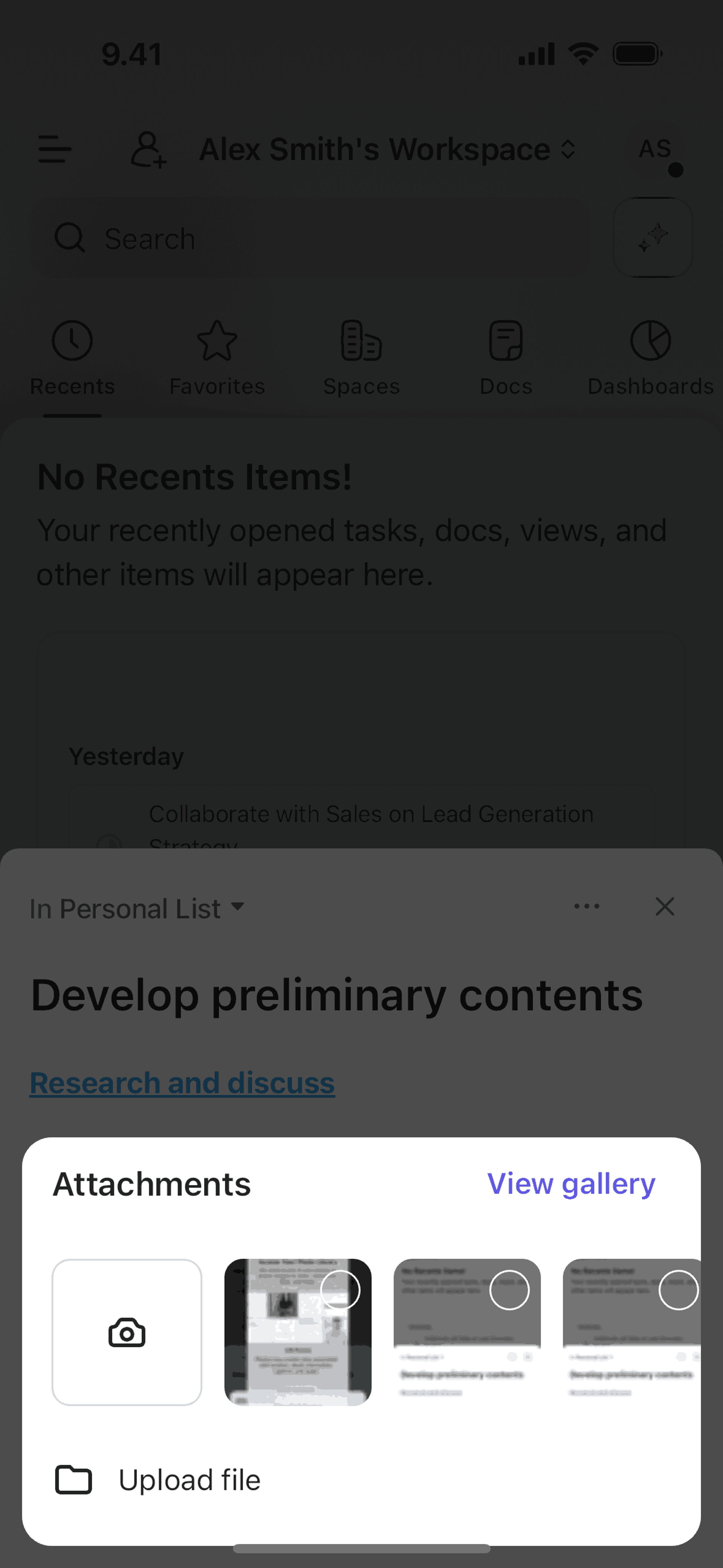 ClickUp iOS Productivity interface screenshot 16