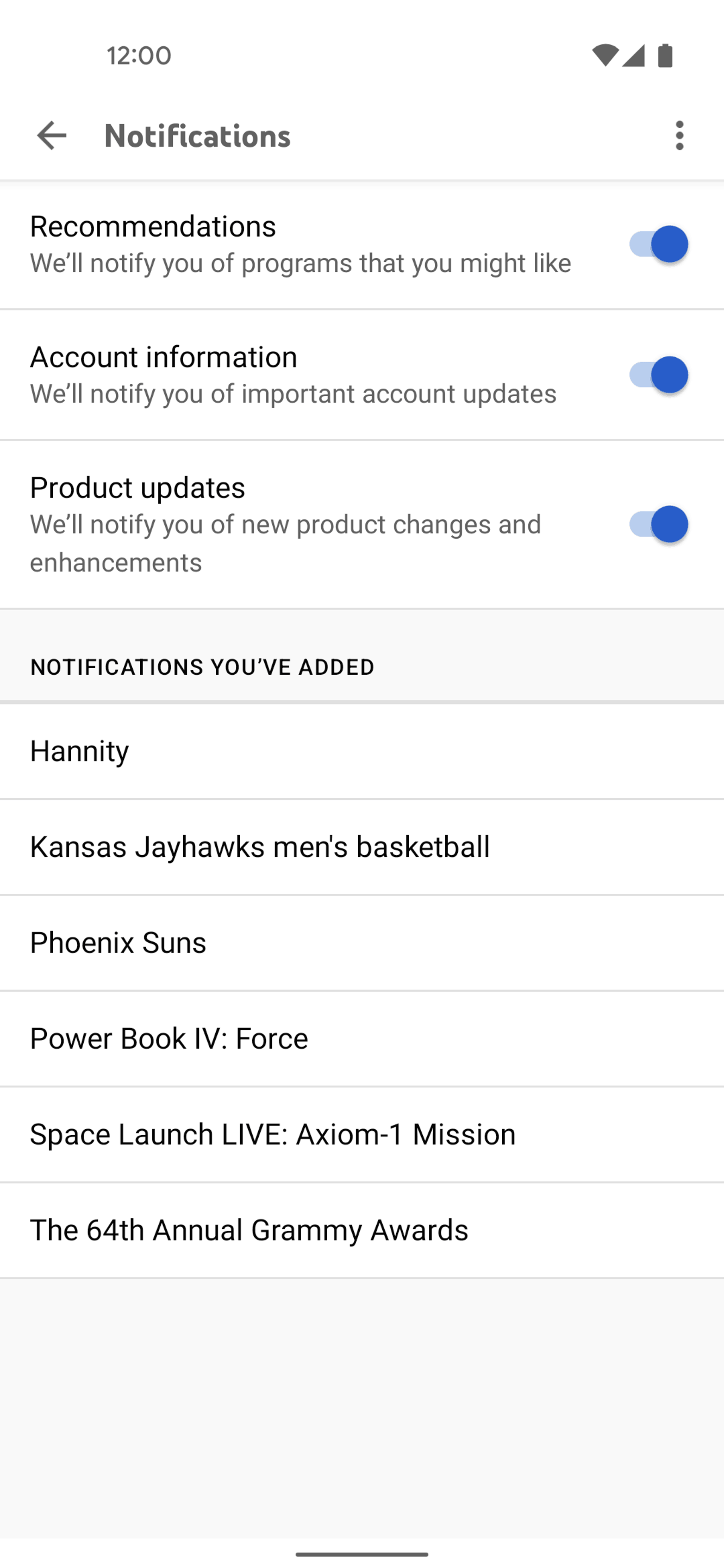 YouTube TV Android Entertainment interface screenshot 9