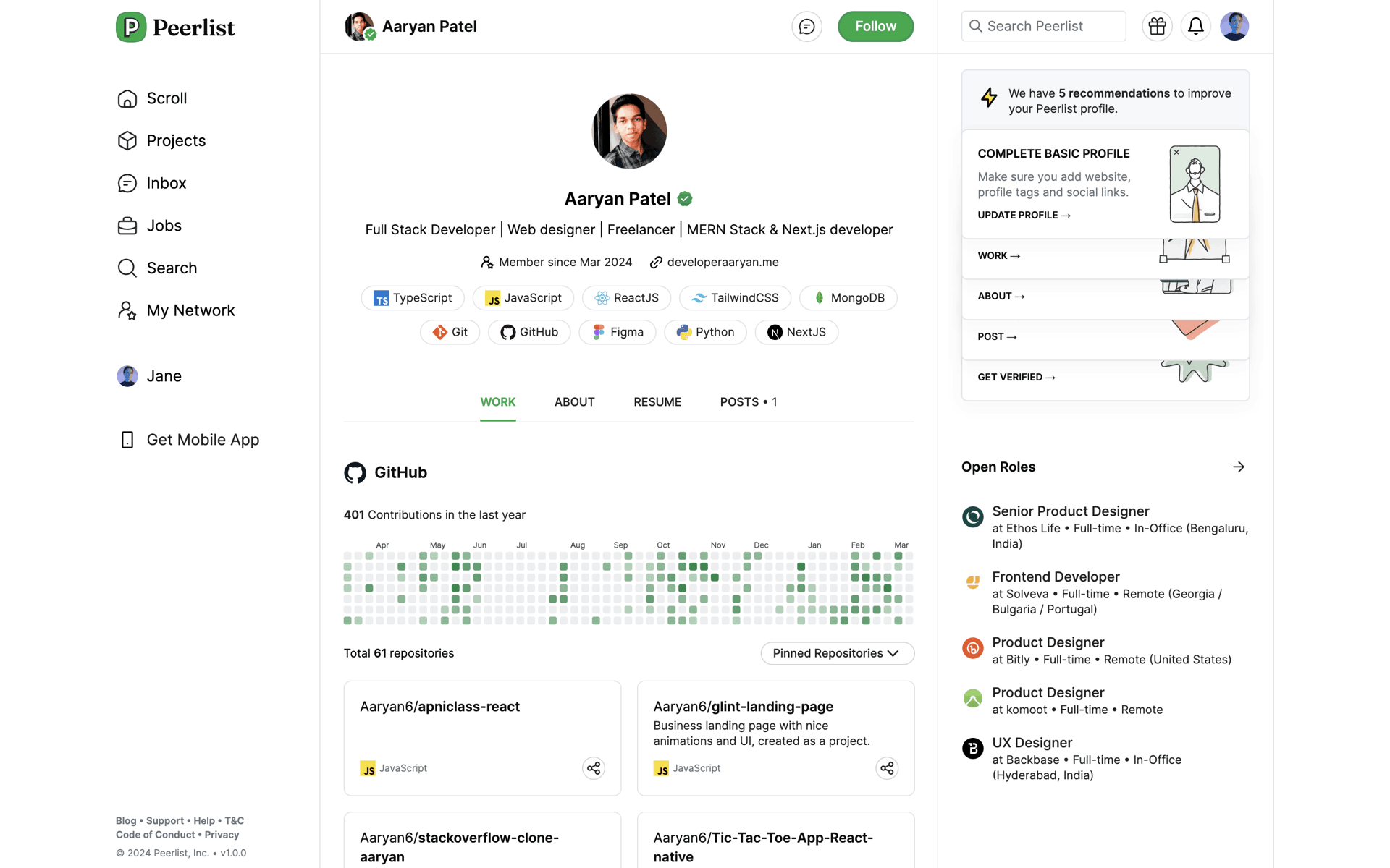 Peerlist Web Social Networking interface screenshot 20