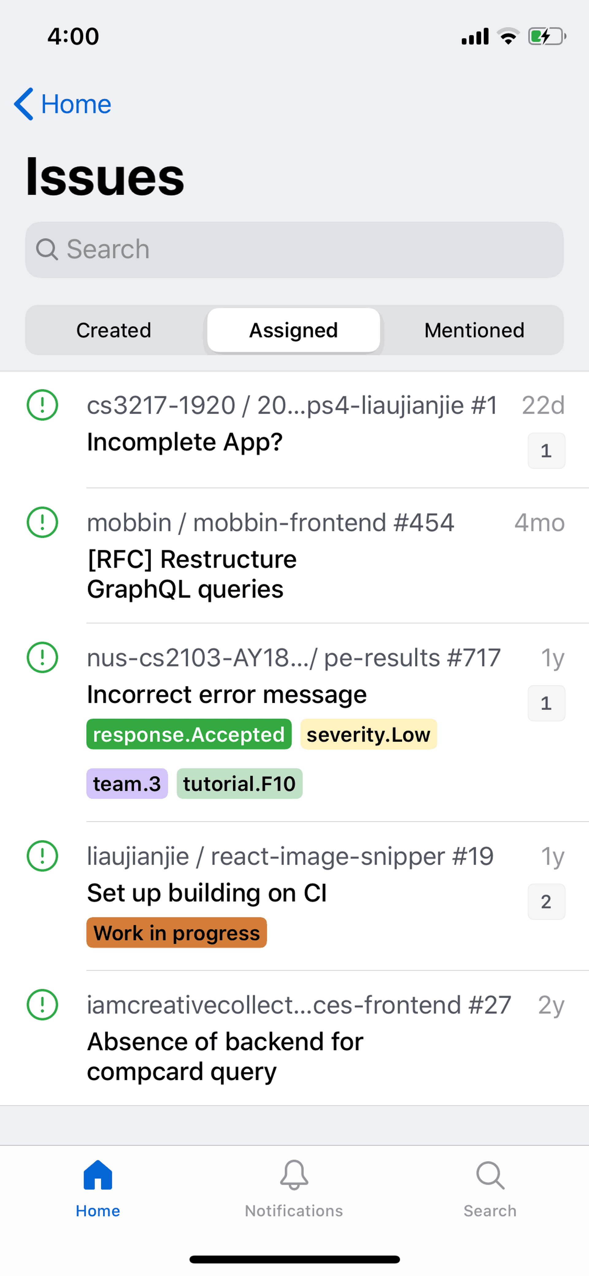 GitHub iOS Developer Tools interface screenshot 5