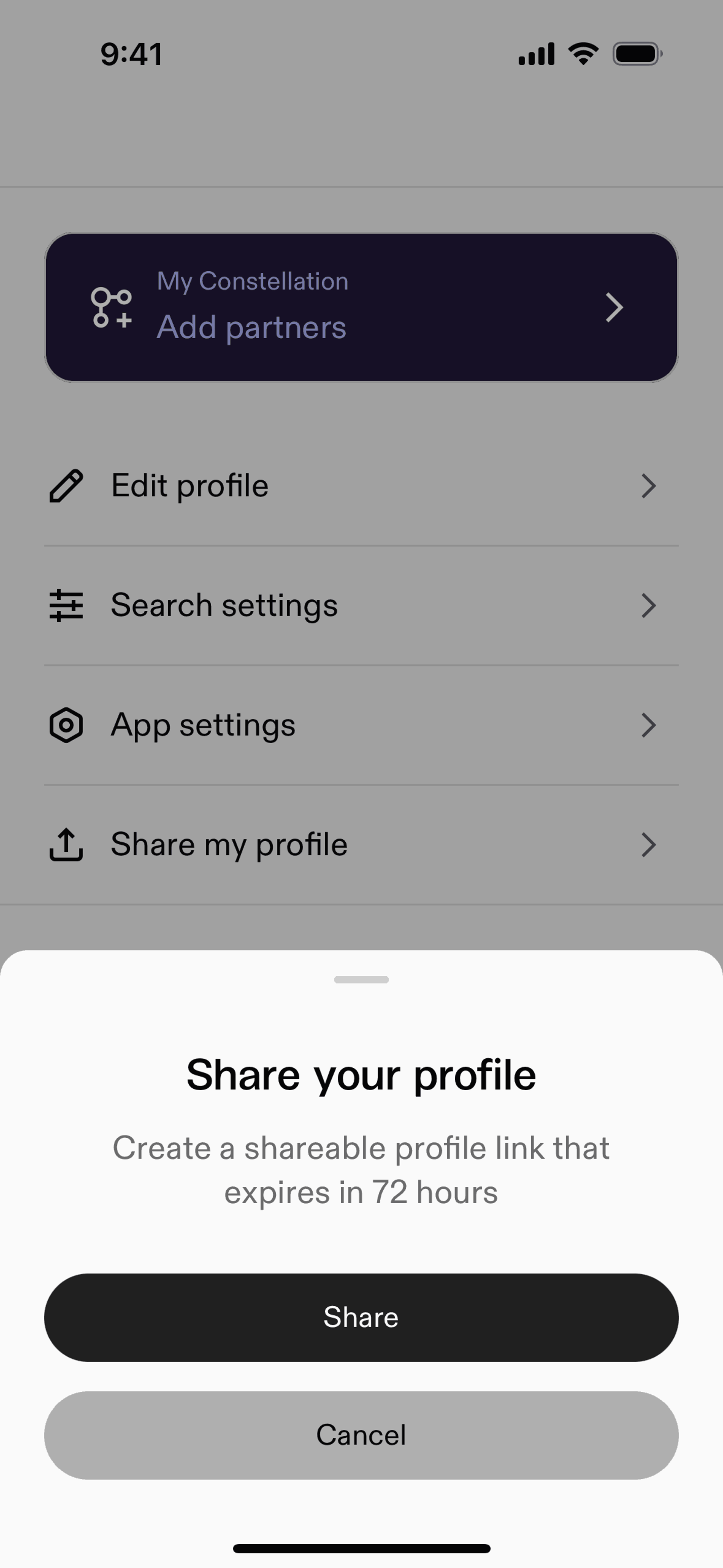 Feeld iOS Communication interface screenshot 20