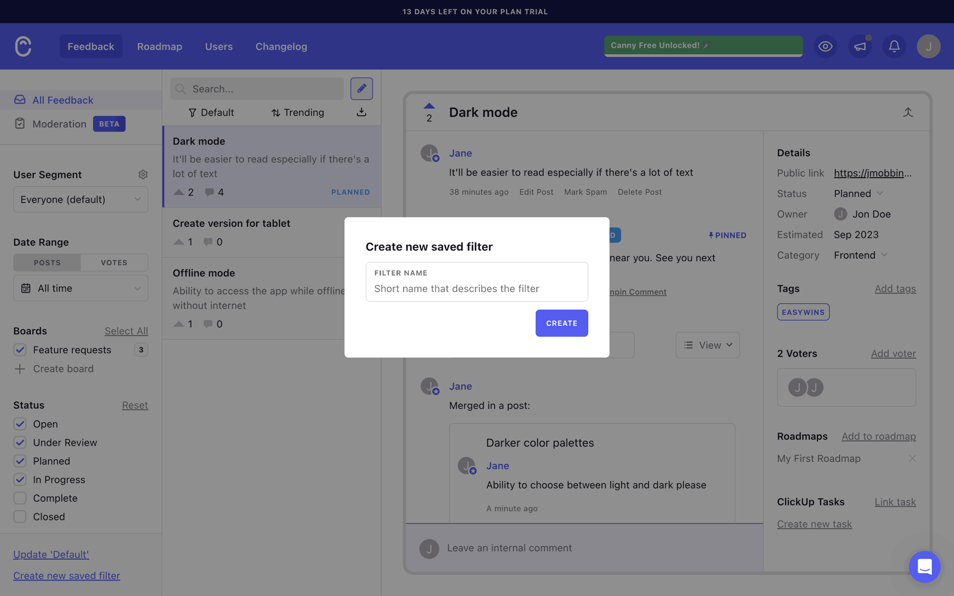 Canny Web Business interface screenshot 17