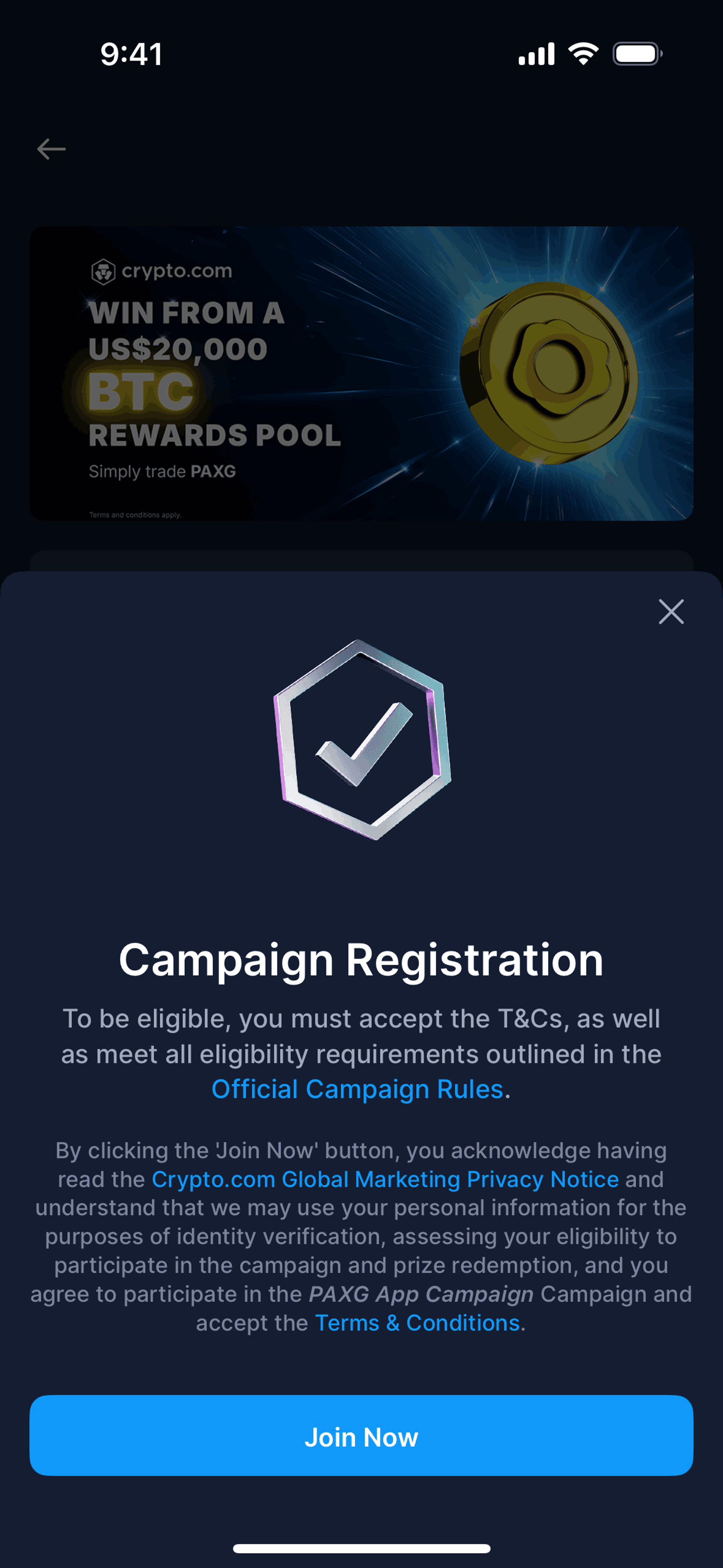 Crypto.com iOS Finance interface screenshot 8