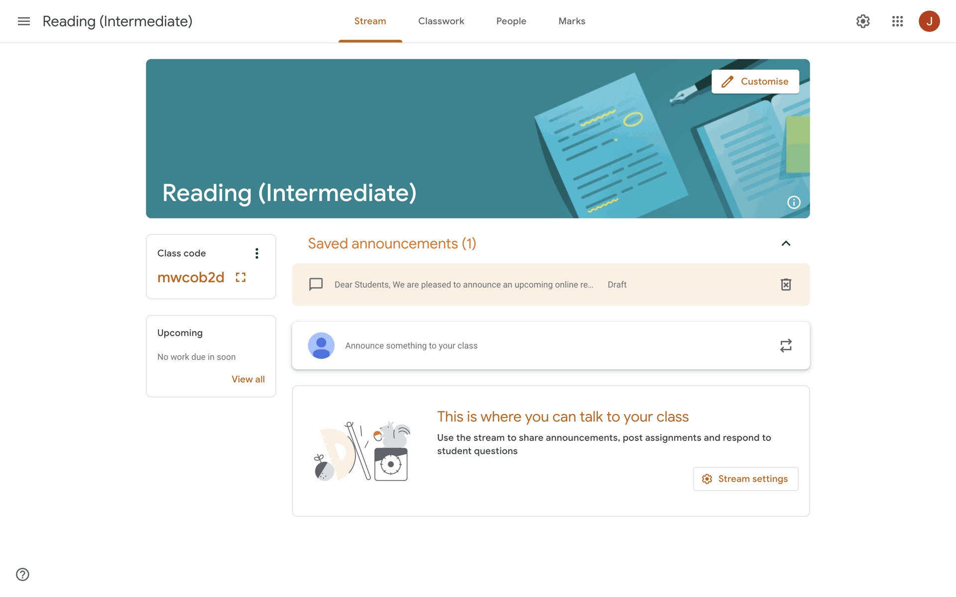 Google Classroom Web Collaboration interface screenshot 9