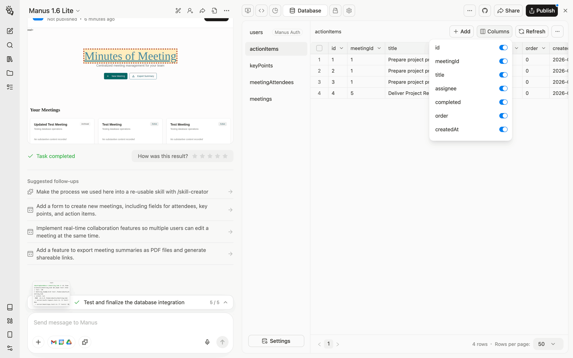 Manus Web AI interface screenshot 7