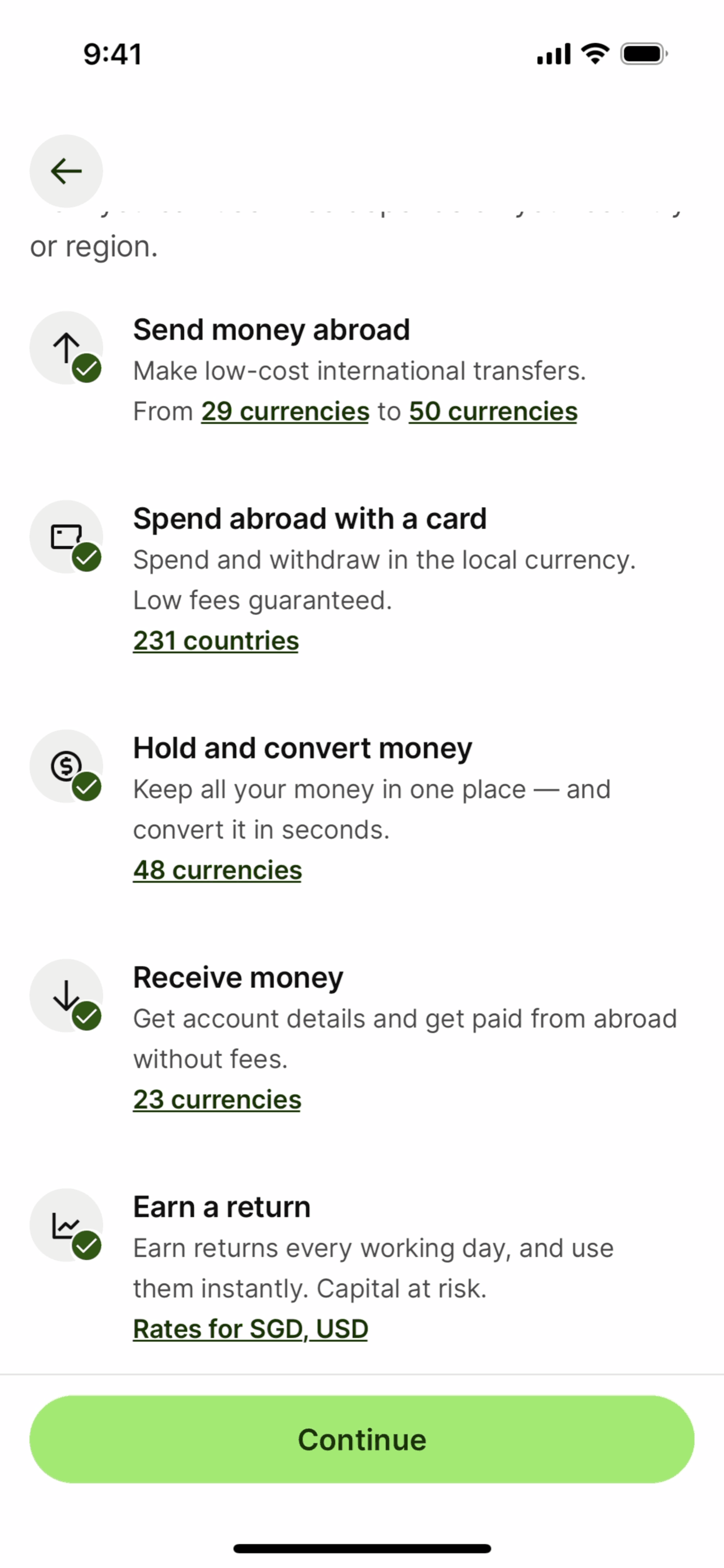 Wise iOS Finance interface screenshot 15