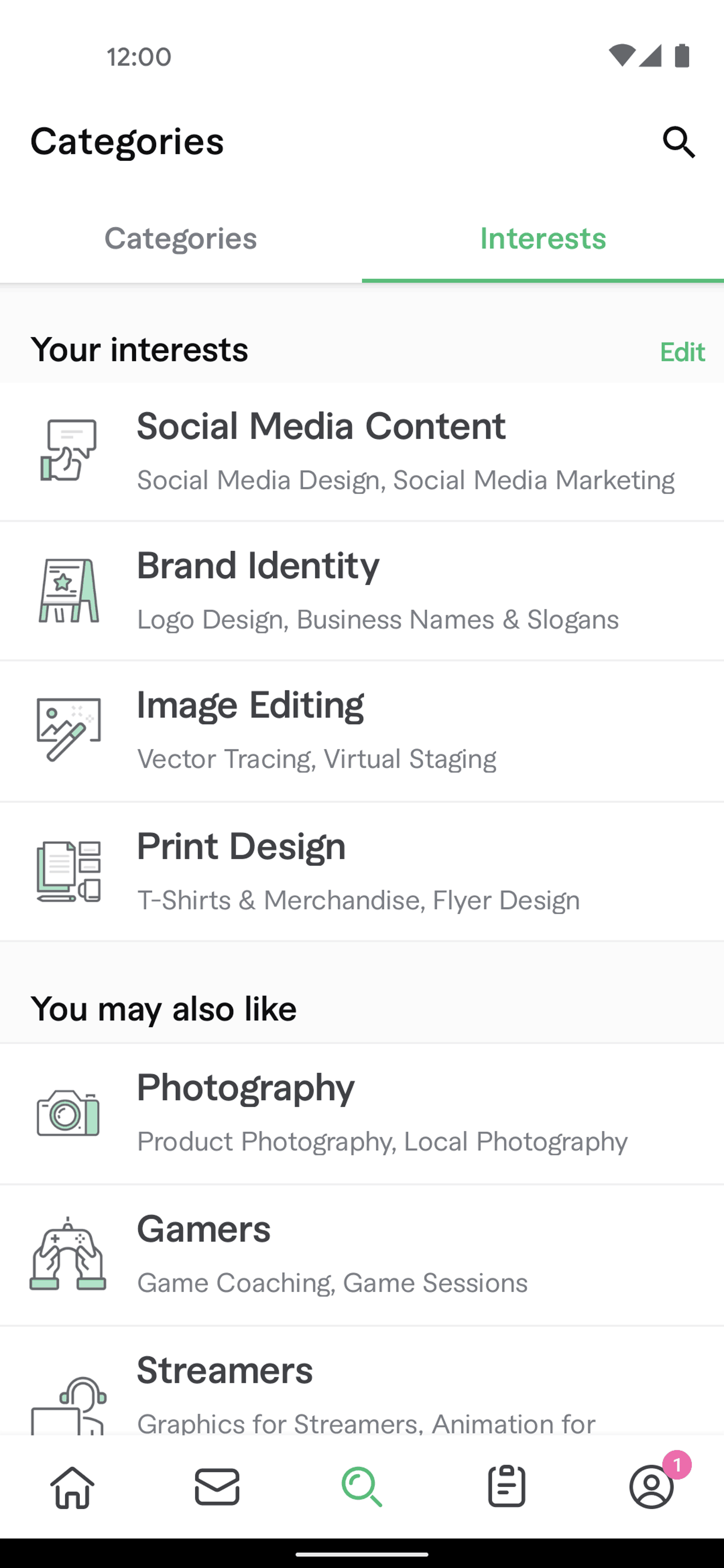 Fiverr Android Business interface screenshot 2