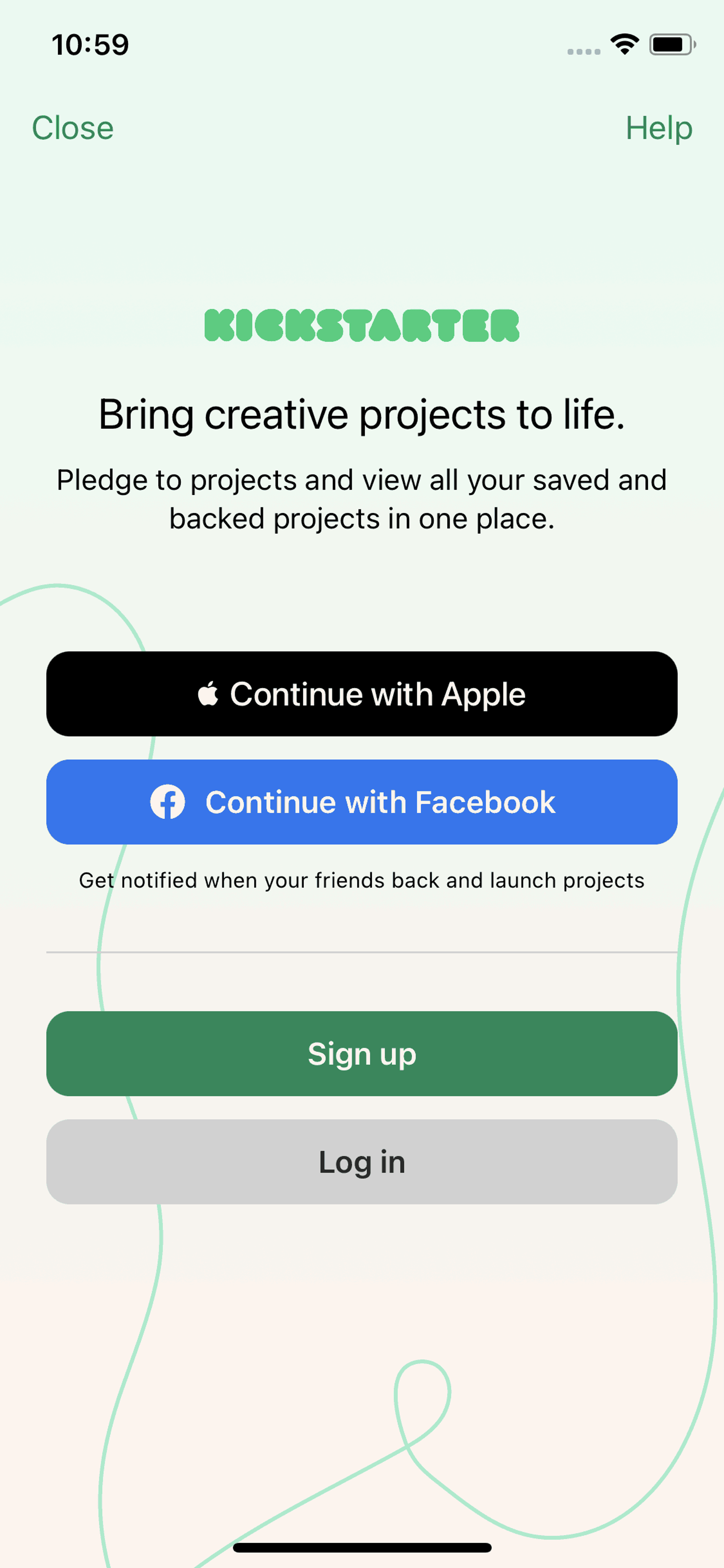 Kickstarter iOS Social Networking interface screenshot 2