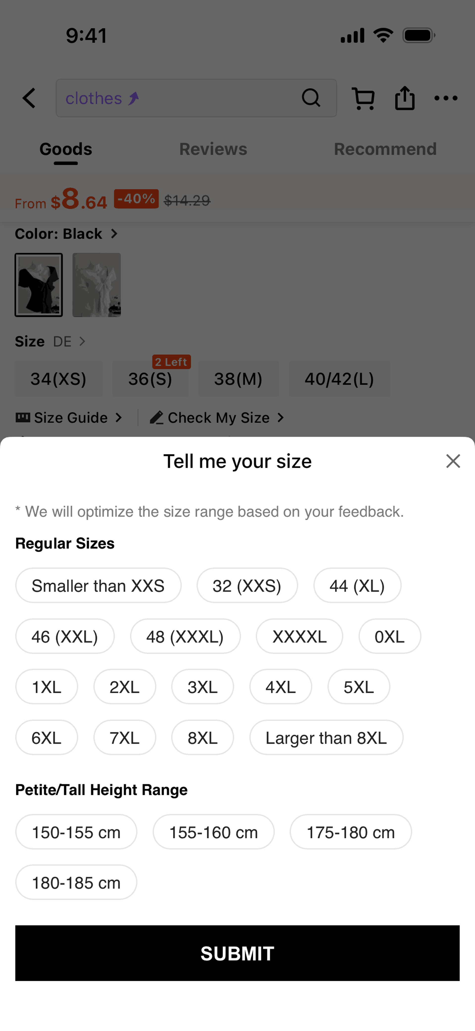 SHEIN iOS Shopping interface screenshot 12