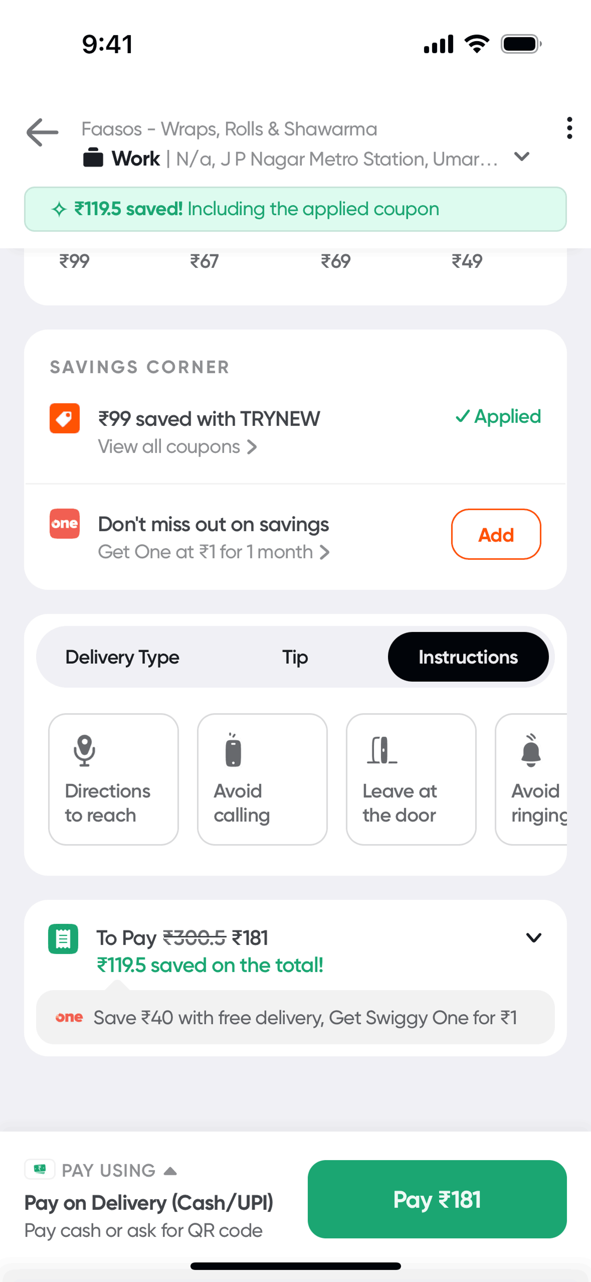 Swiggy iOS Food & Drink interface screenshot 15