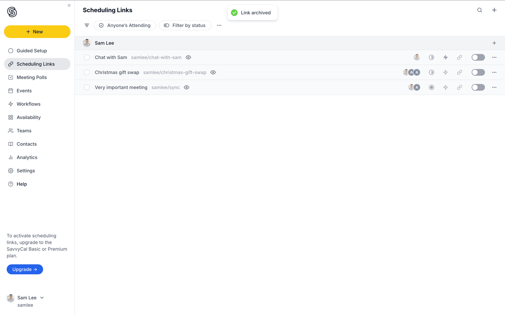 SavvyCal Web Collaboration interface screenshot 11