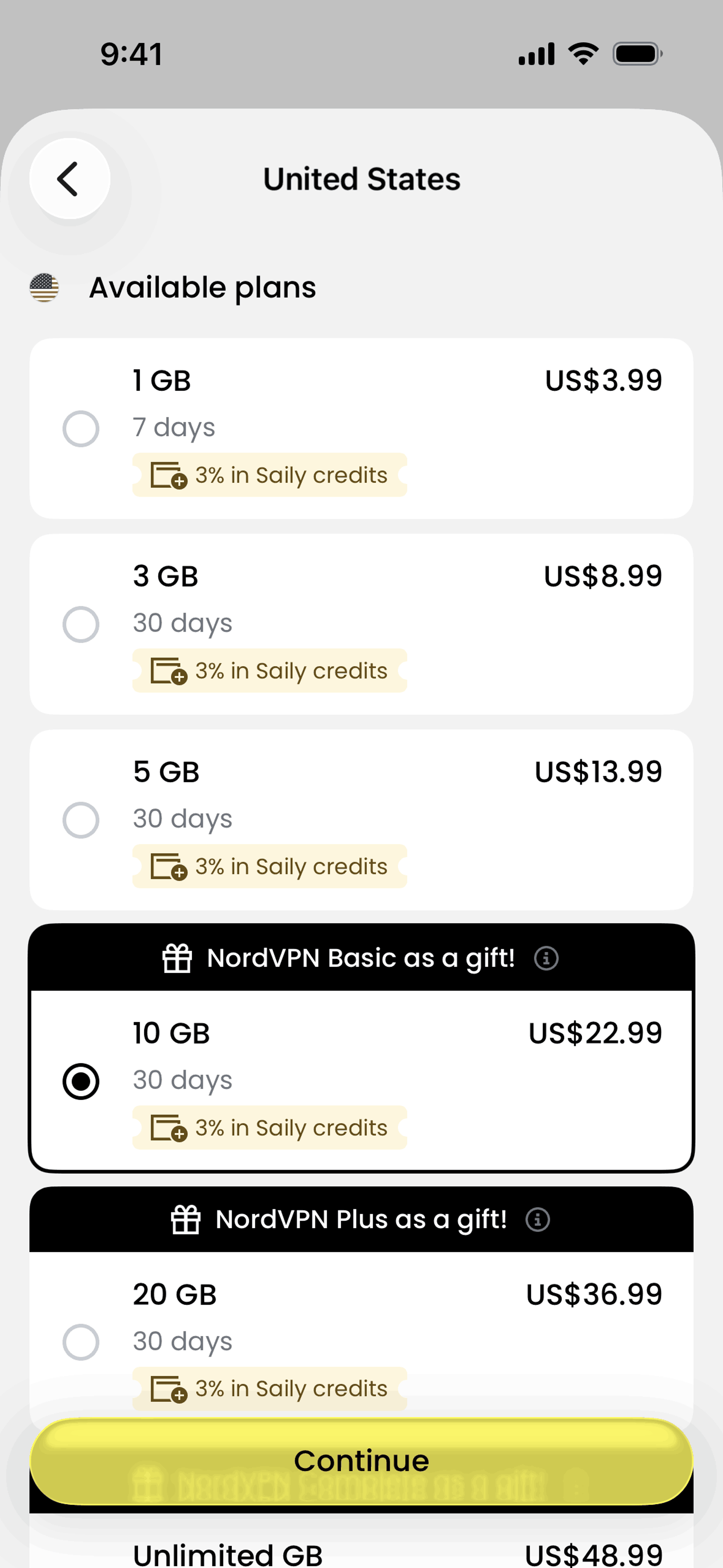 Saily iOS Travel & Transportation interface screenshot 3