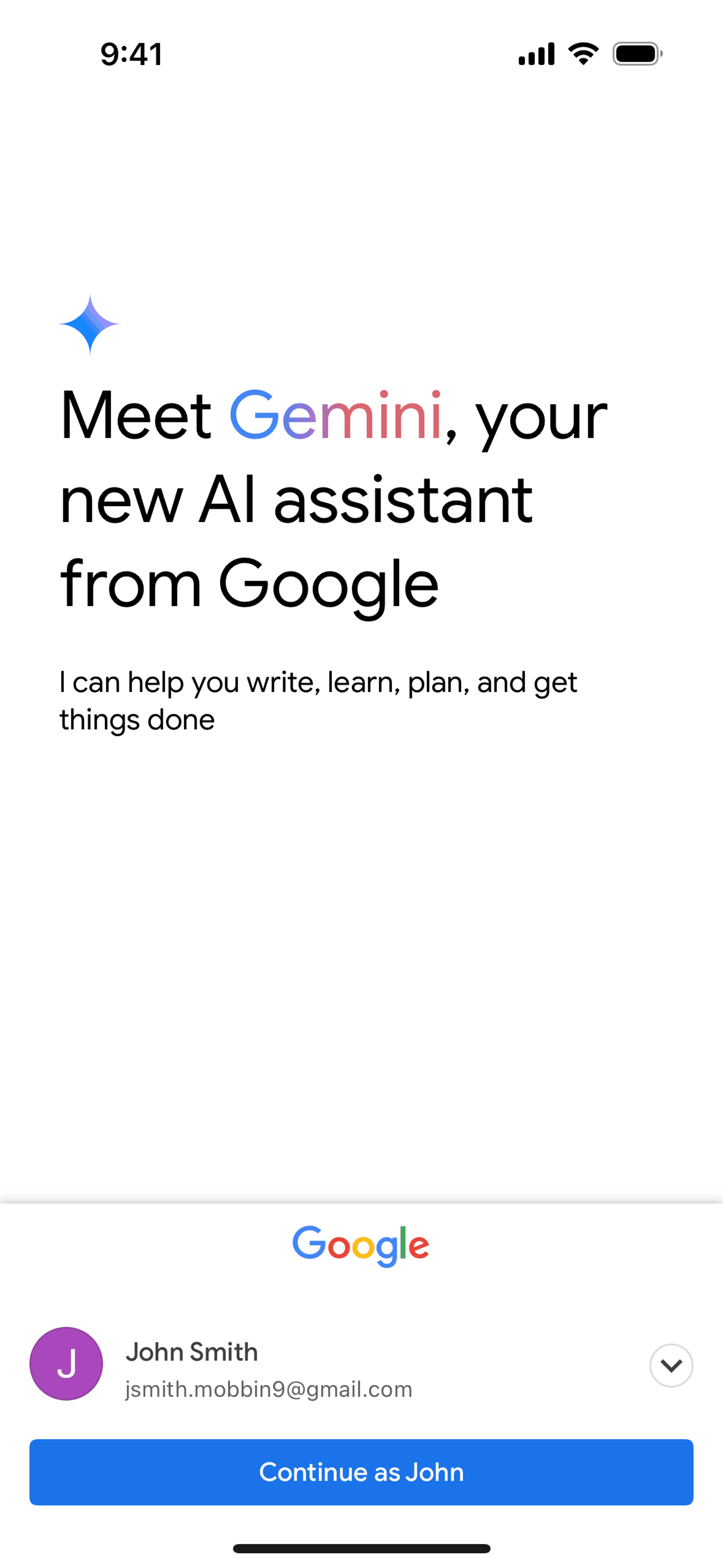 Google Gemini iOS AI interface screenshot 1