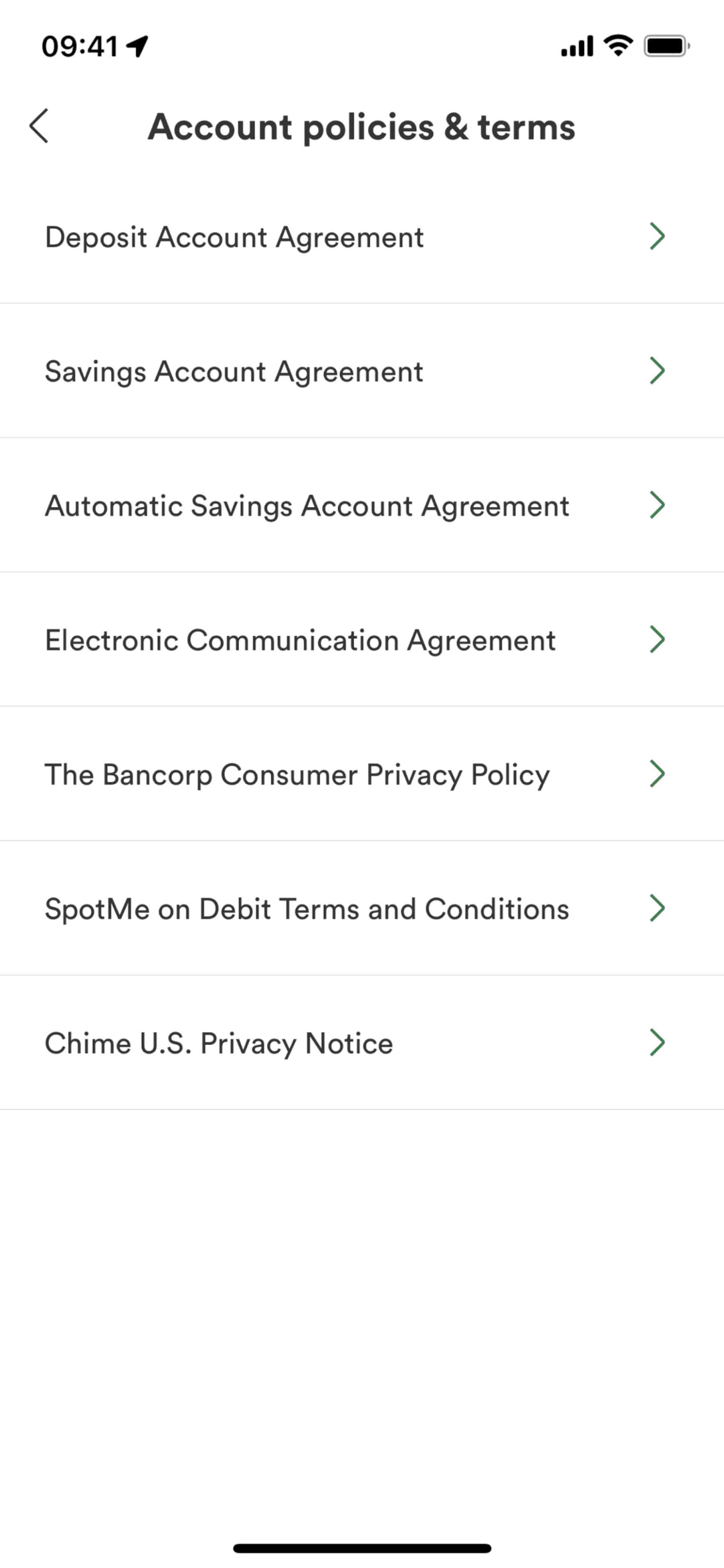Chime iOS Finance interface screenshot 16