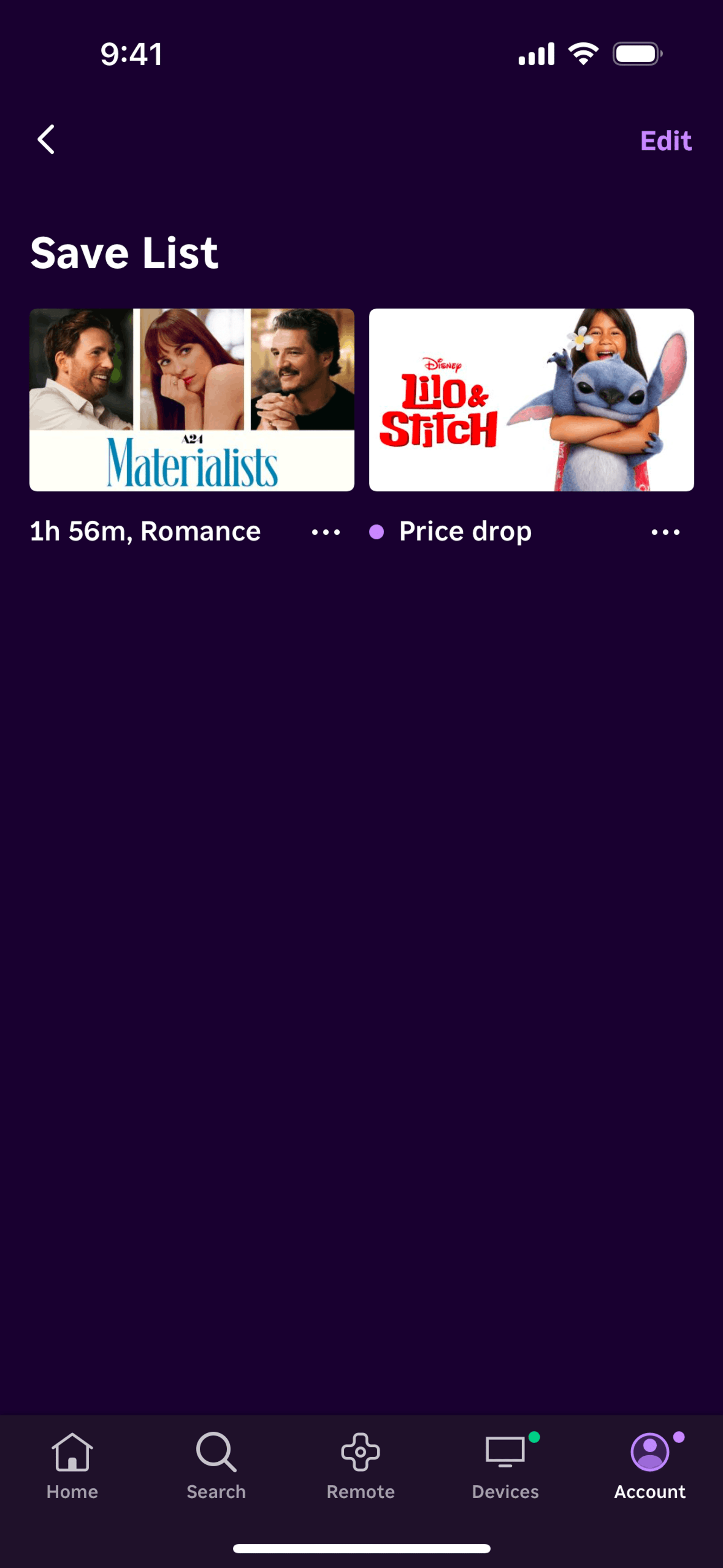 Roku iOS Entertainment interface screenshot 9
