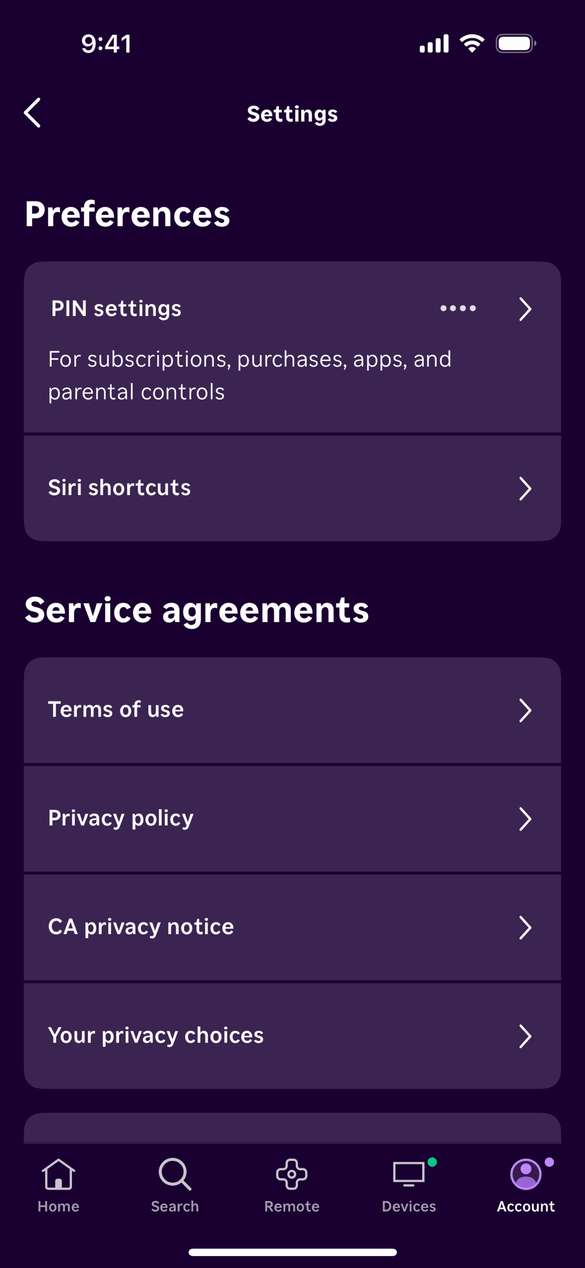 Roku iOS Entertainment interface screenshot 16
