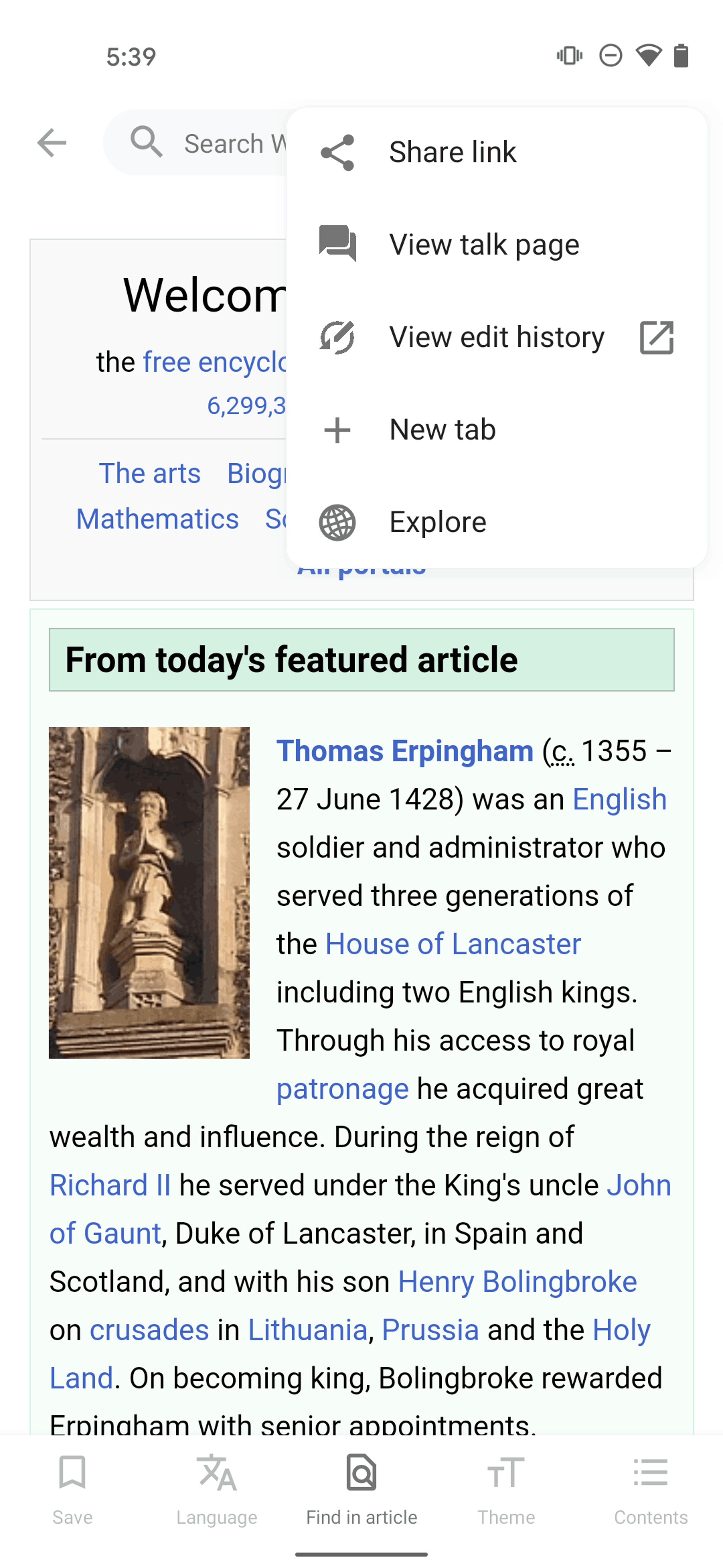 Wikipedia Android Reference interface screenshot 24