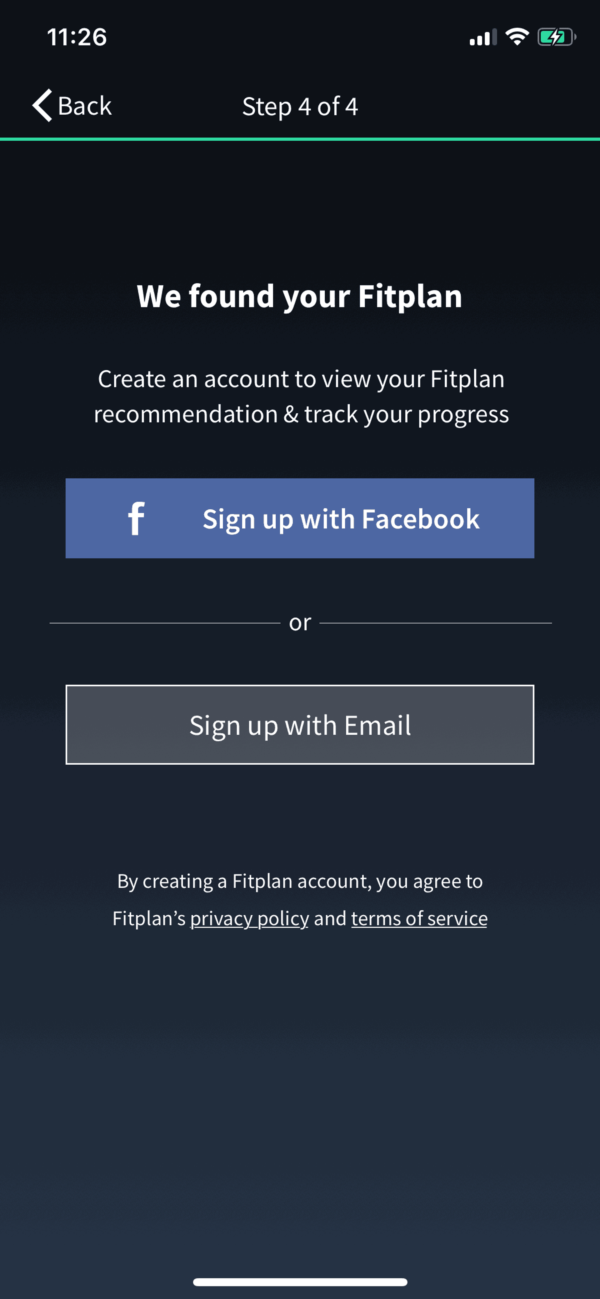 Fitplan iOS Health & Fitness interface screenshot 8