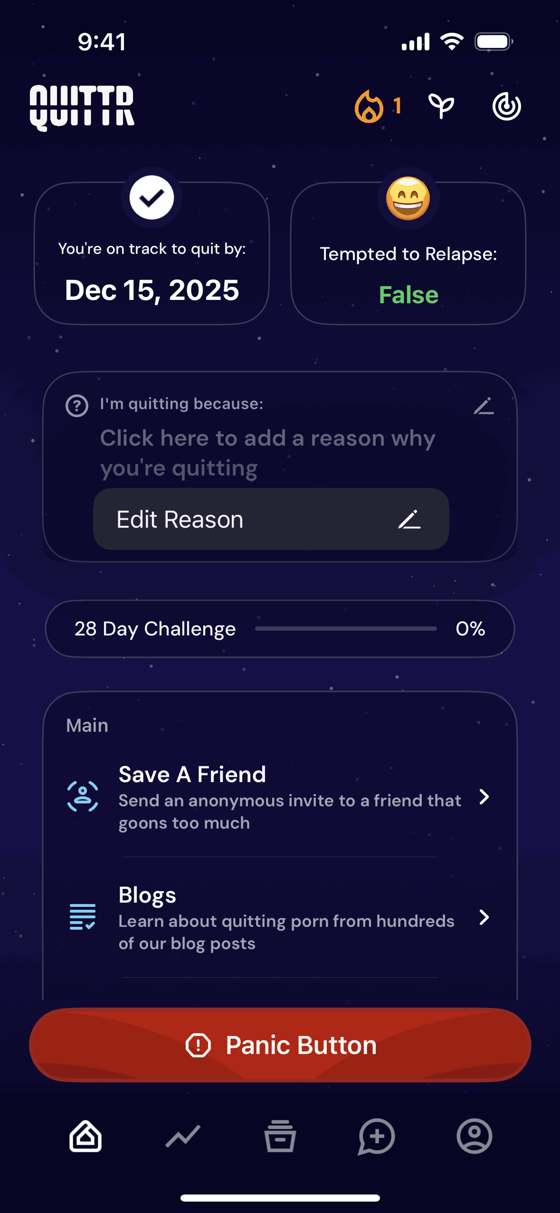 QUITTR iOS Health & Fitness interface screenshot 14