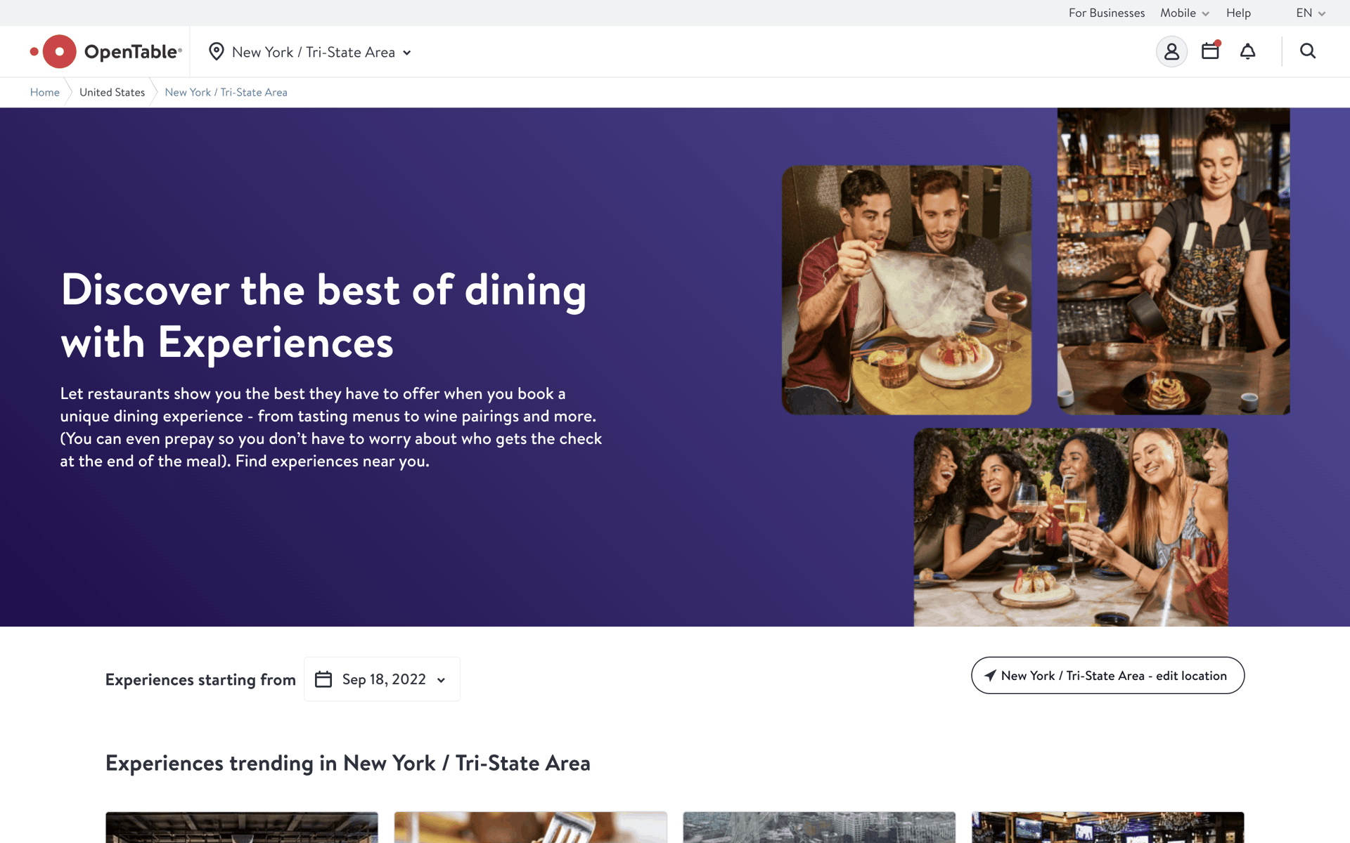 OpenTable Web Food & Drink interface screenshot 12
