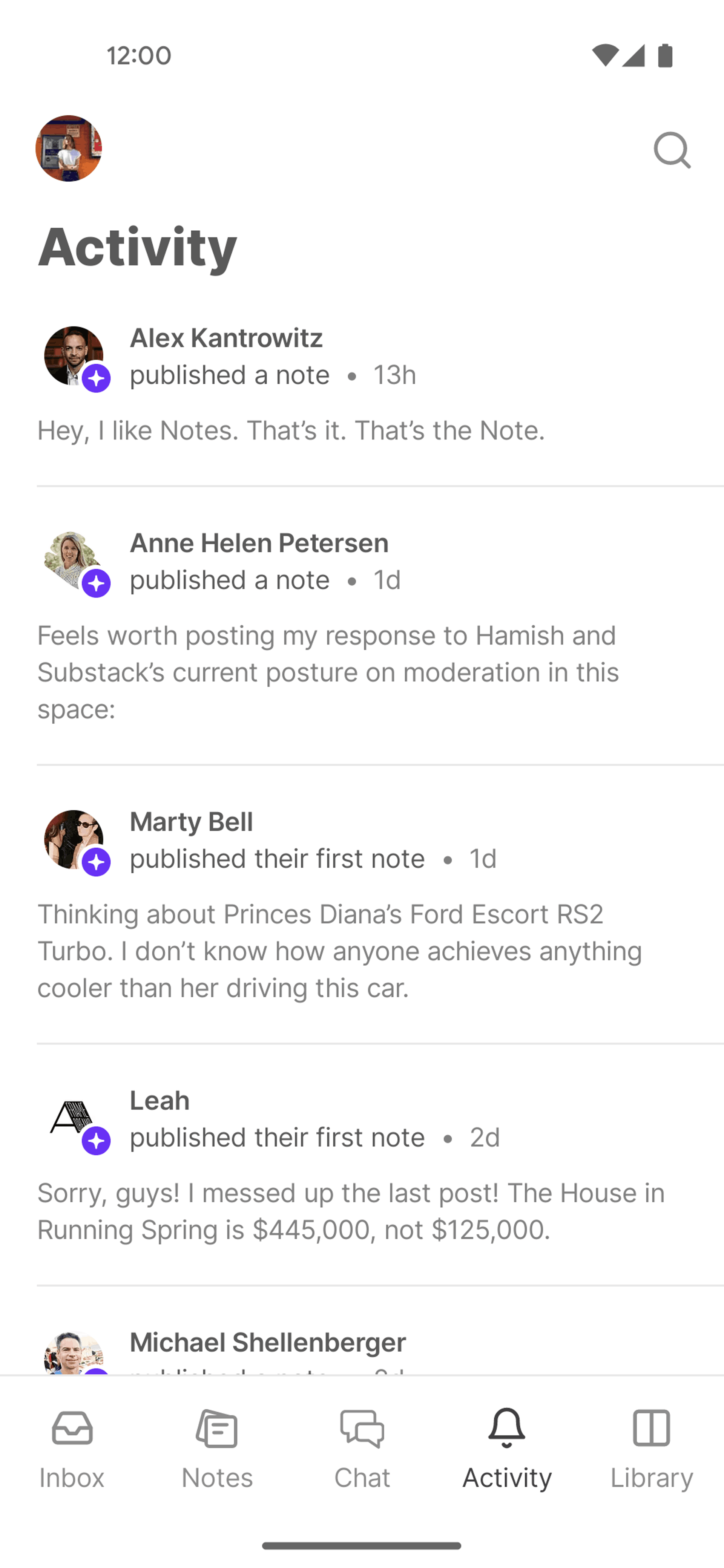Substack Android News interface screenshot 2