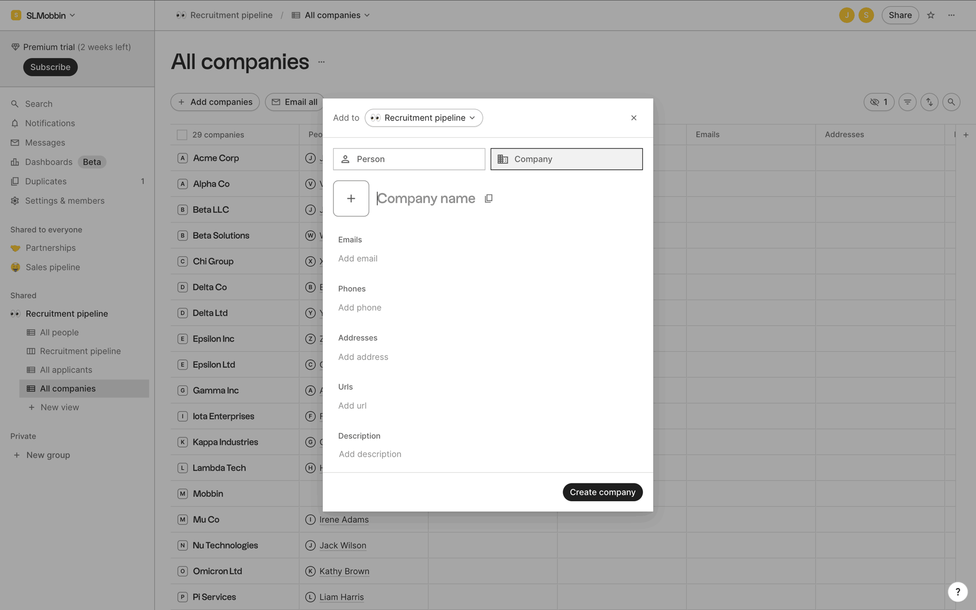 folk Web Business interface screenshot 13
